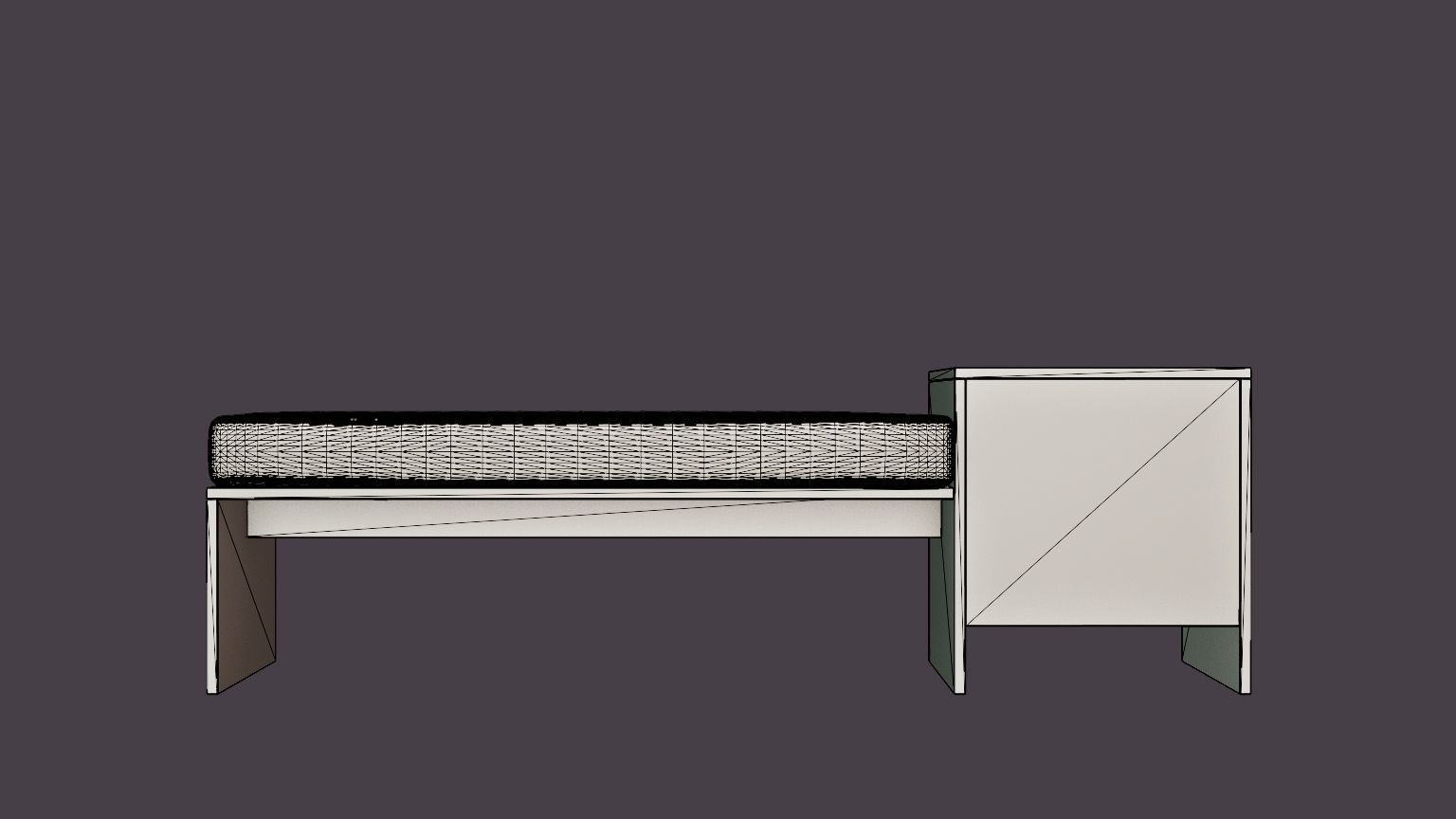 William bench left drawer white oiled Low-poly 3D model_5