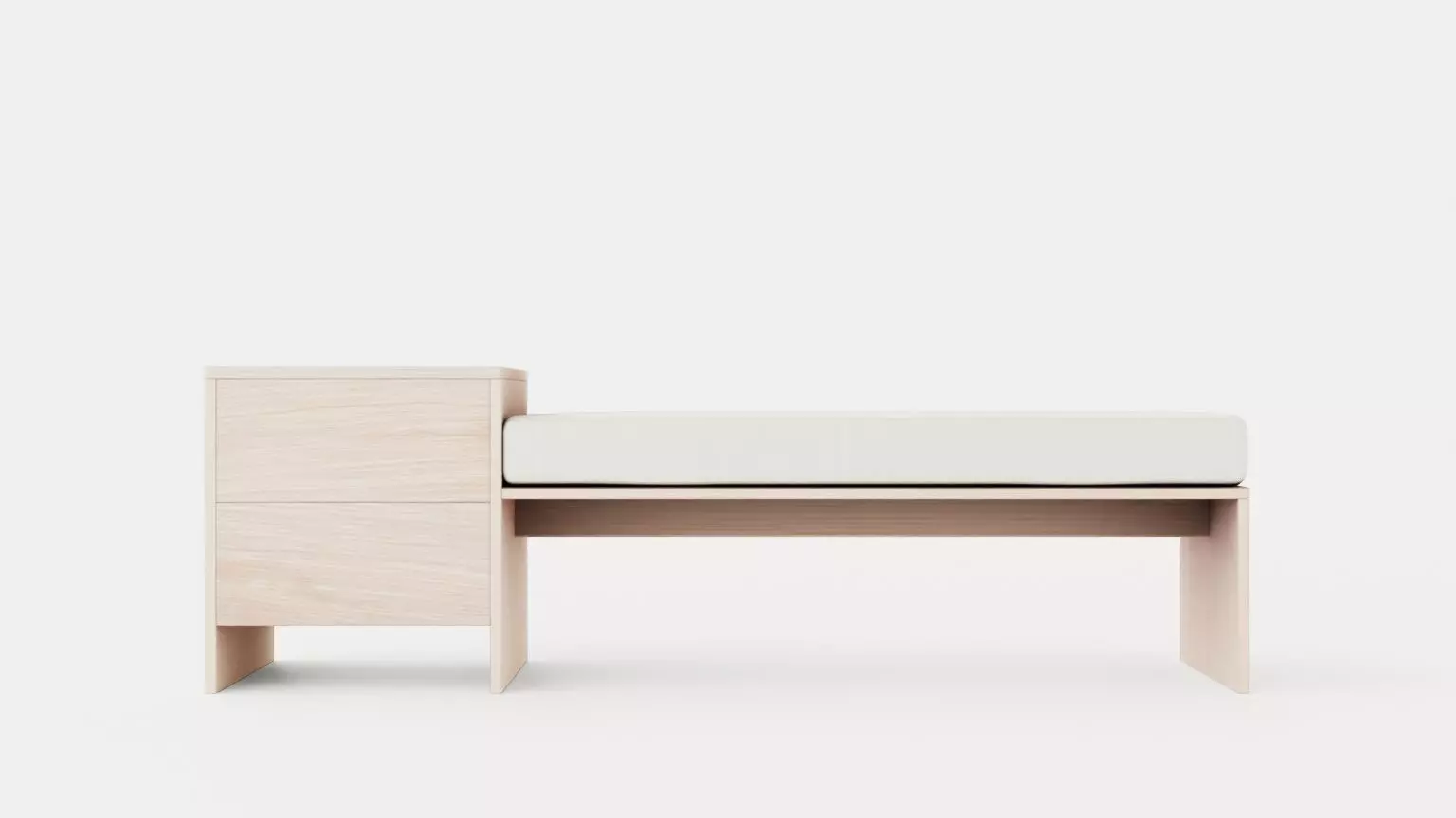 William bench left drawer white oiled Low-poly 3D model_0