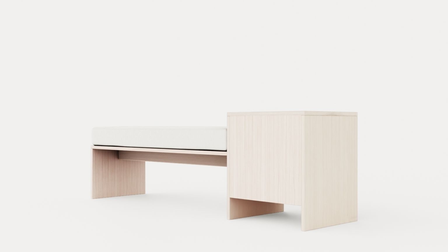 William bench left drawer white oiled Low-poly 3D model_3