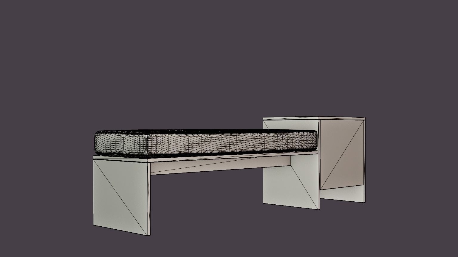 William bench left drawer white oiled Low-poly 3D model_6
