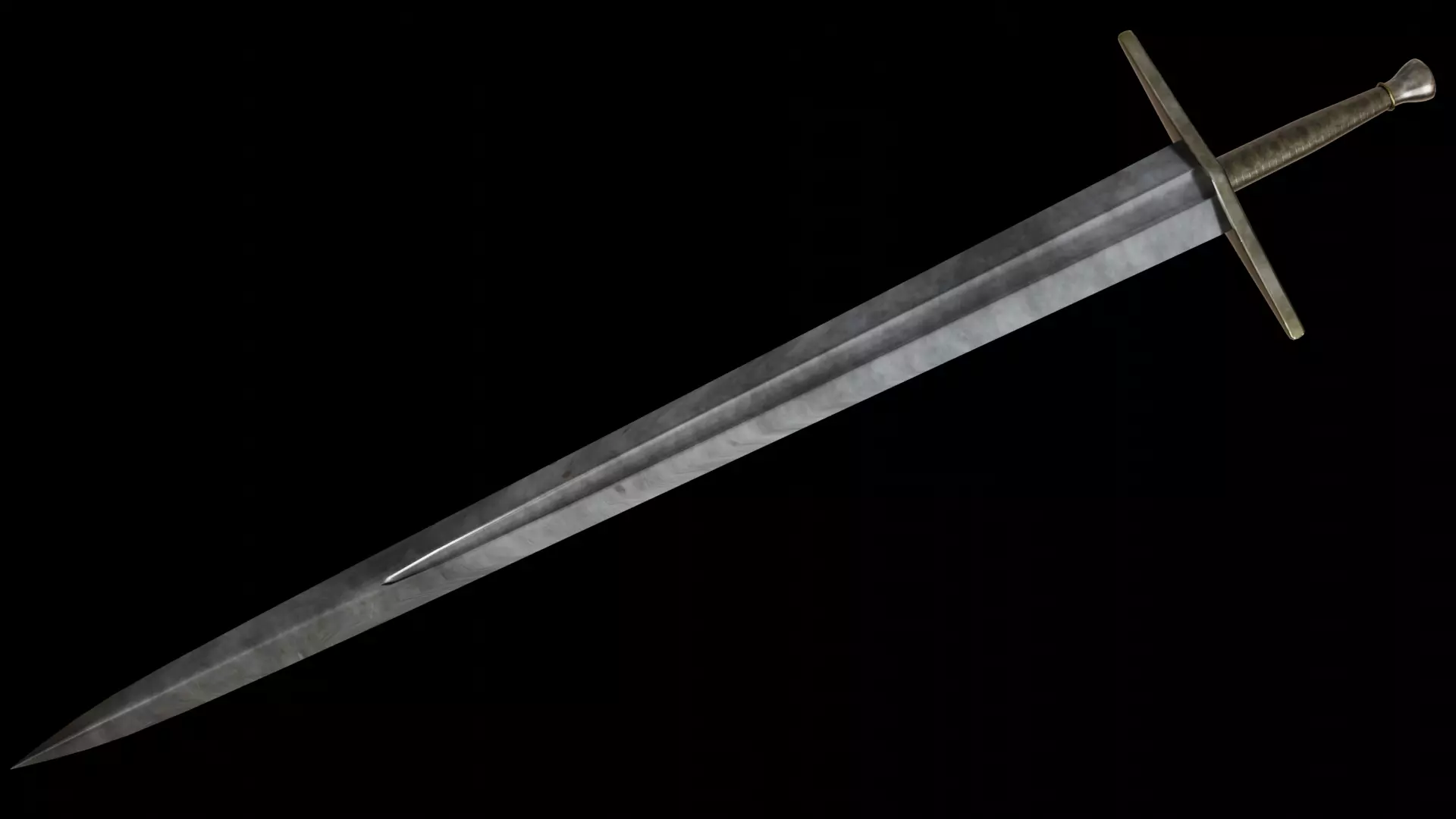 Realistic Medieval Knightly Sword Low-poly 3D model_0