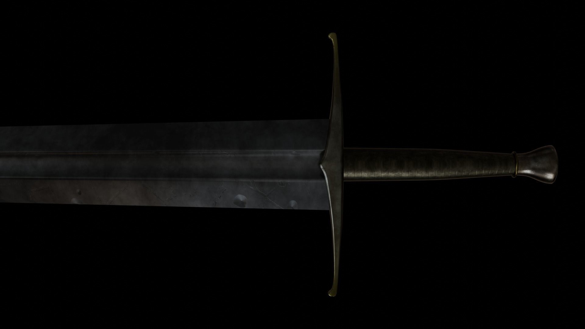 Realistic Medieval Knightly Sword Low-poly 3D model_1