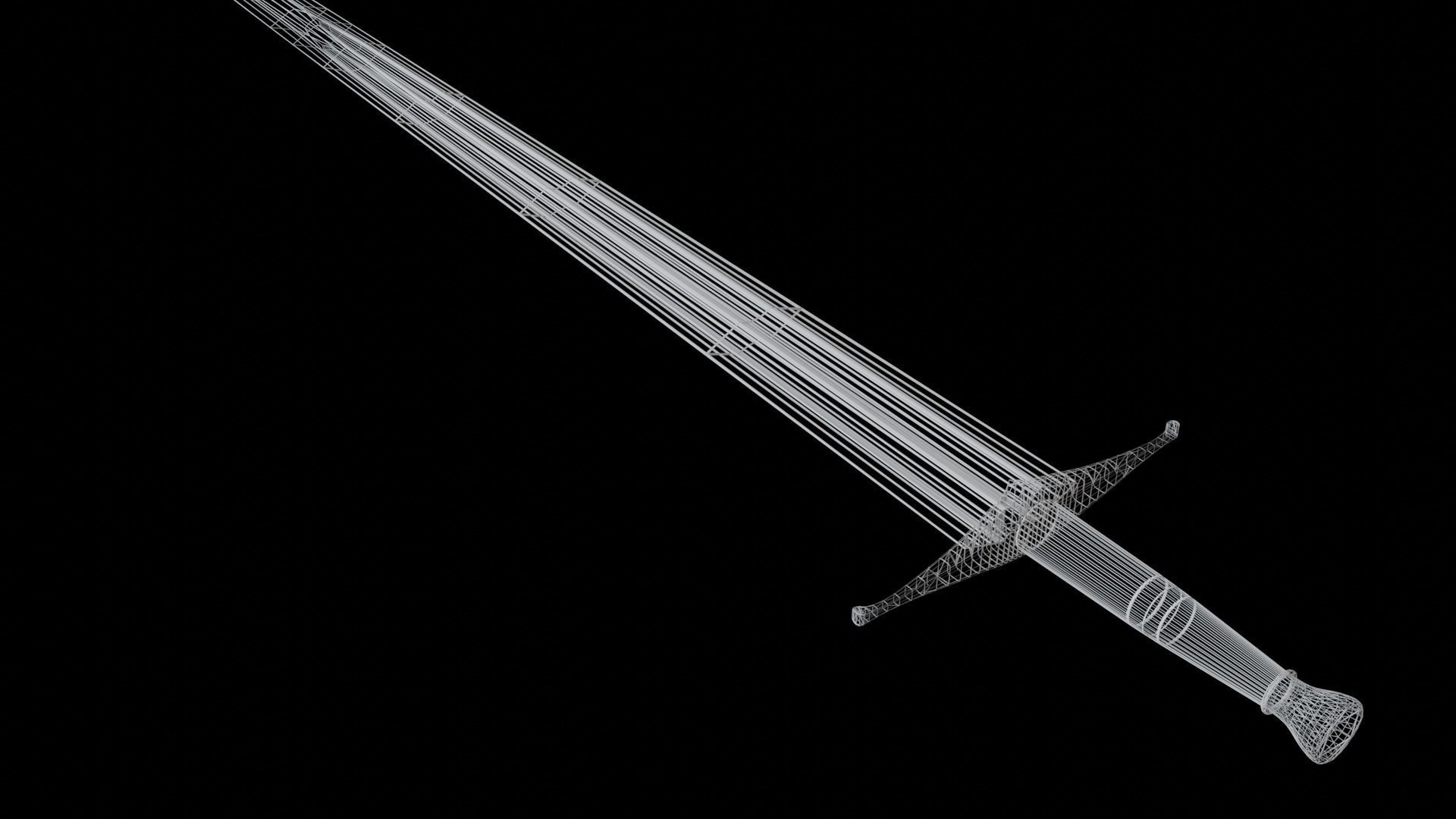 Realistic Medieval Knightly Sword Low-poly 3D model_11