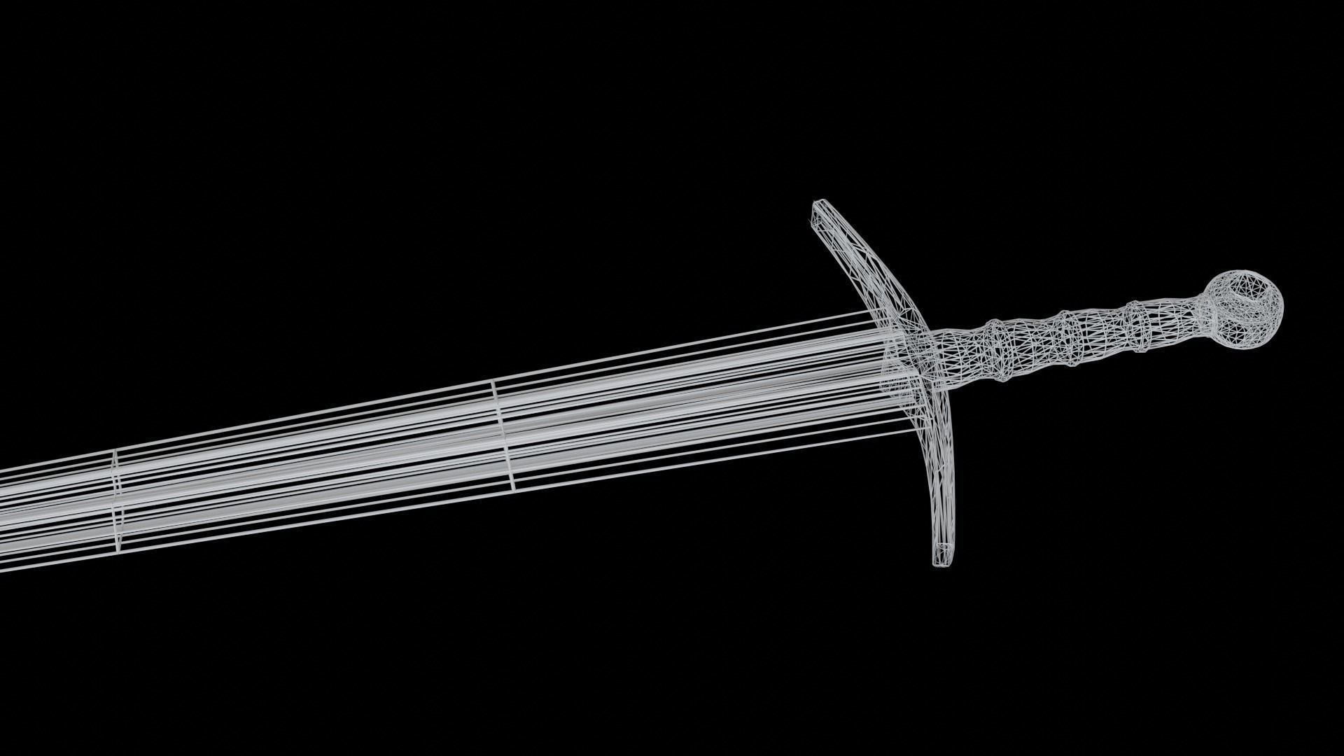 Realistic Medieval Knightly Sword Low-poly 3D model_9
