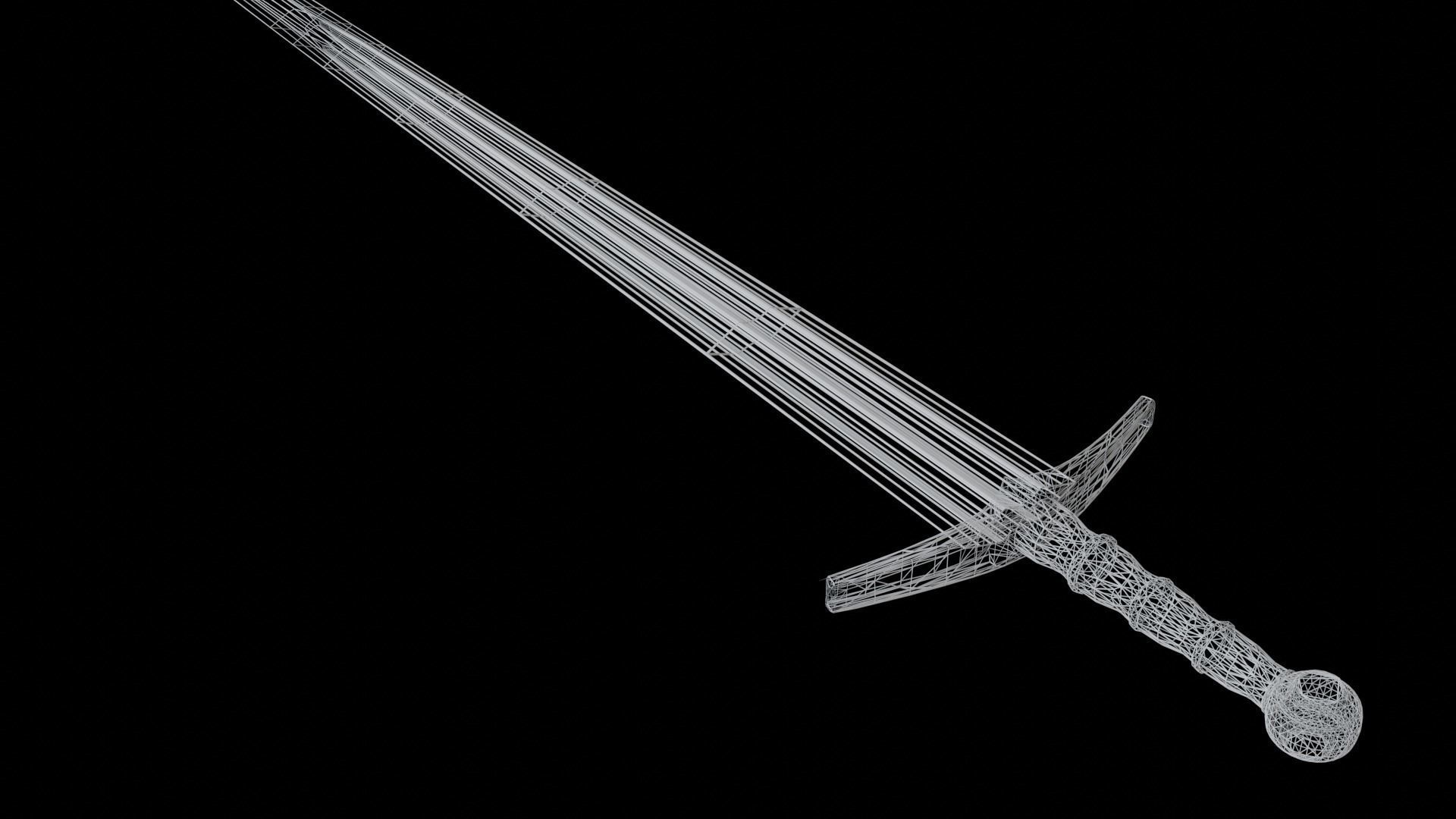 Realistic Medieval Knightly Sword Low-poly 3D model_10
