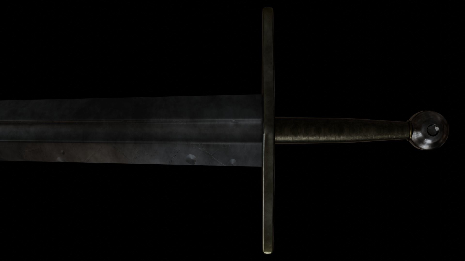 Realistic Medieval Knightly Sword Low-poly 3D model_2