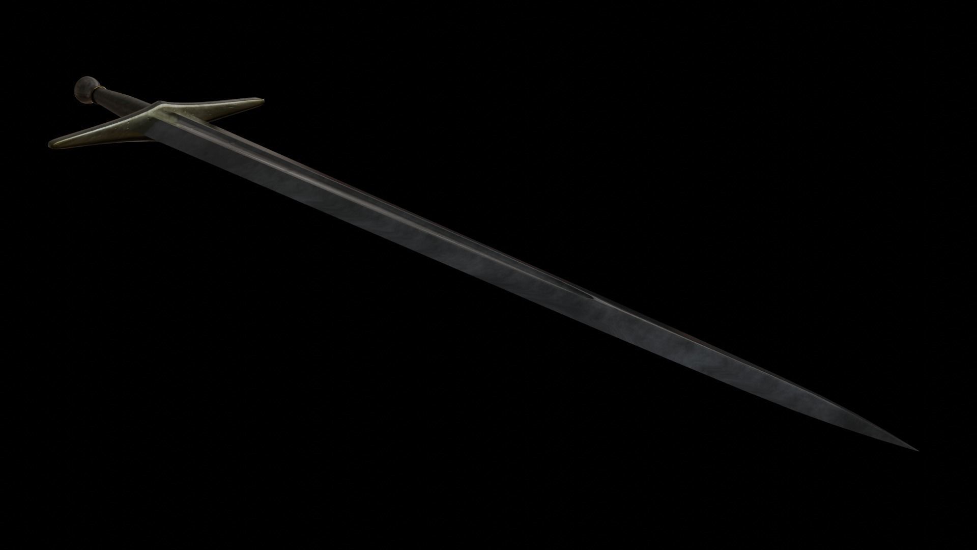 Realistic Medieval Knightly Sword Low-poly 3D model_6