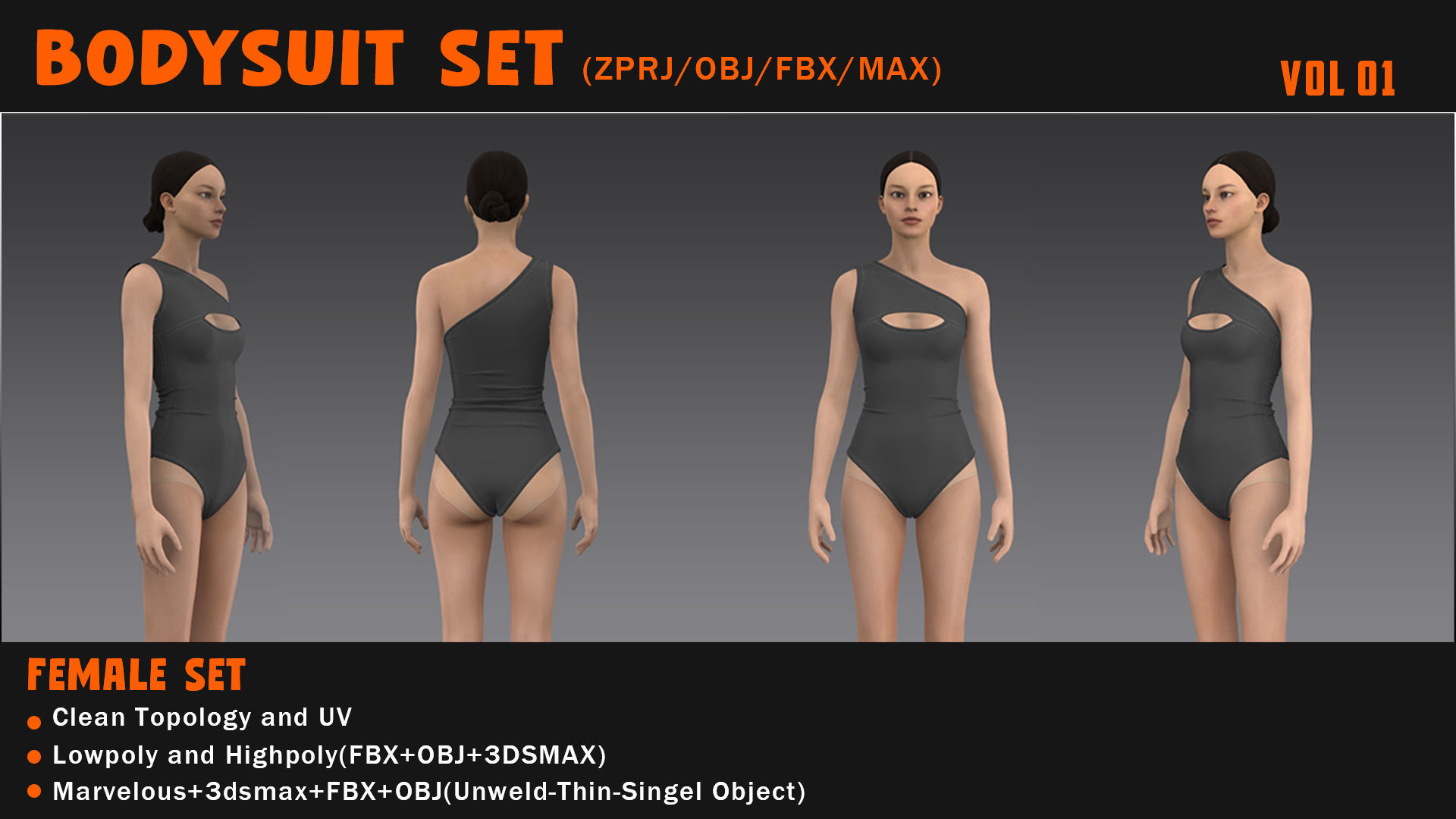 BODYSUIT SET---ZPRJ-OBJ-FBX-MAX Low-poly 3D model_4