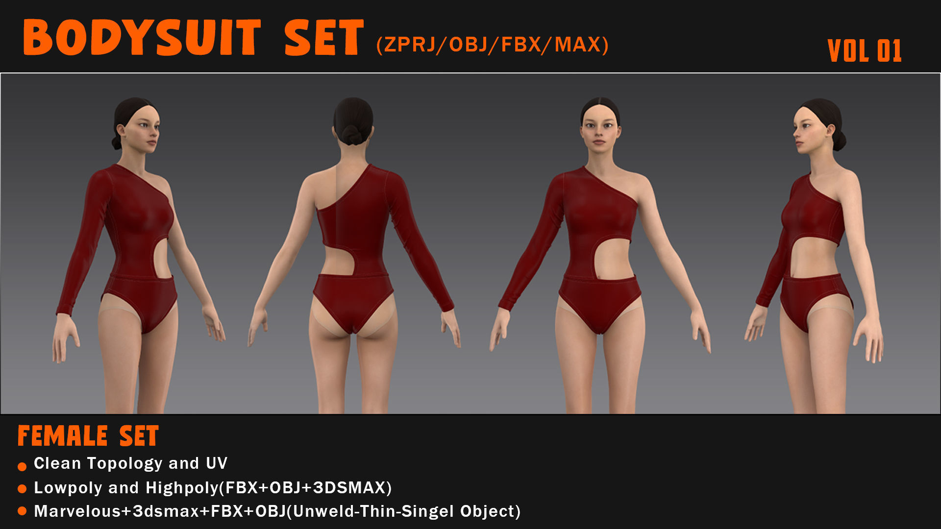 BODYSUIT SET---ZPRJ-OBJ-FBX-MAX Low-poly 3D model_6