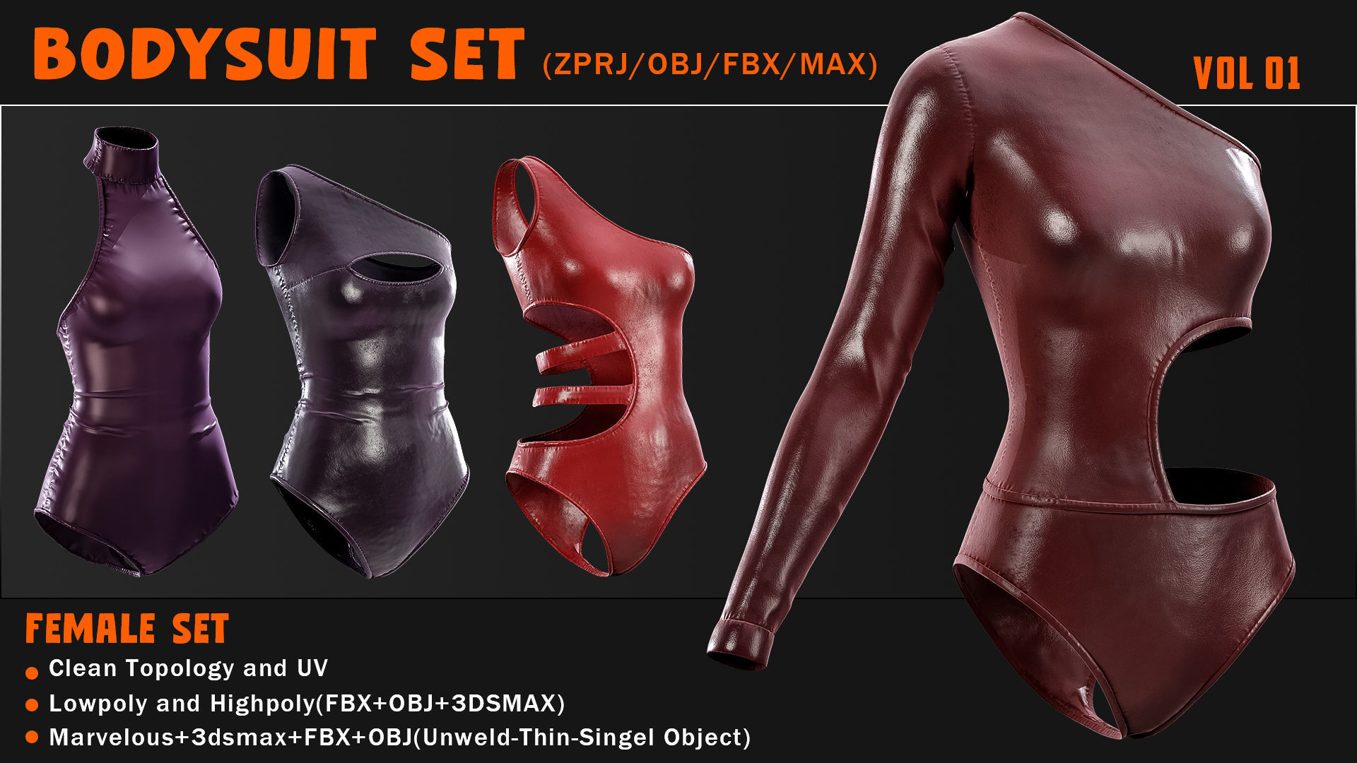 BODYSUIT SET---ZPRJ-OBJ-FBX-MAX Low-poly 3D model_1