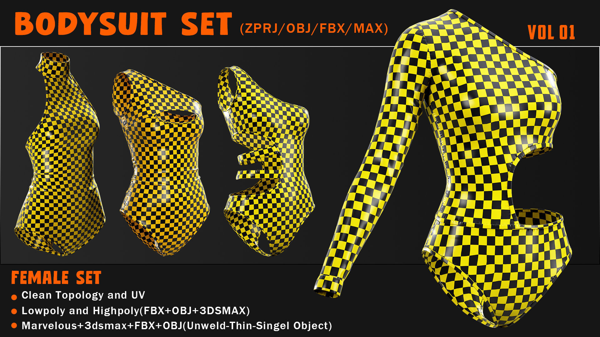 BODYSUIT SET---ZPRJ-OBJ-FBX-MAX Low-poly 3D model_2
