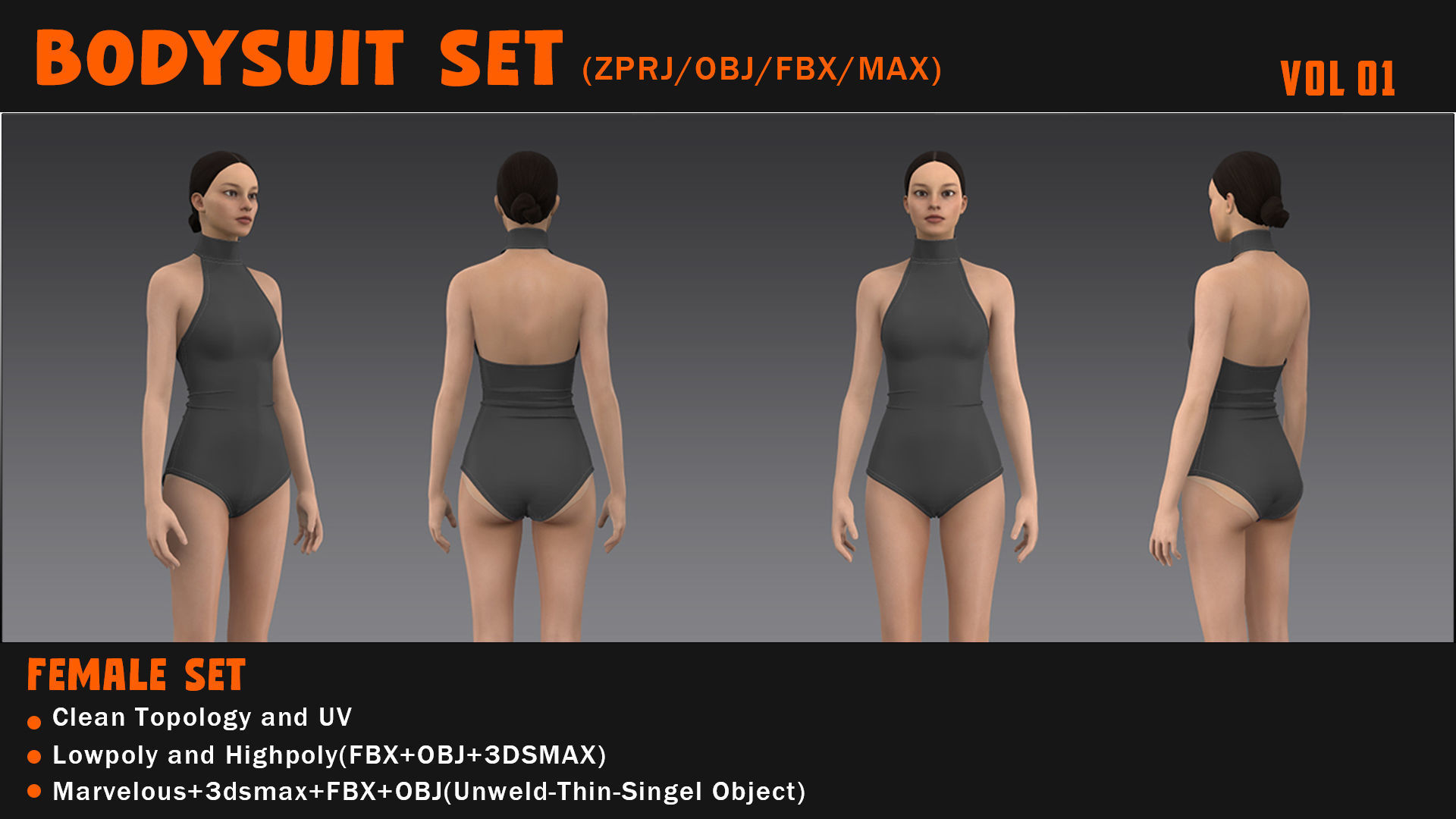 BODYSUIT SET---ZPRJ-OBJ-FBX-MAX Low-poly 3D model_3