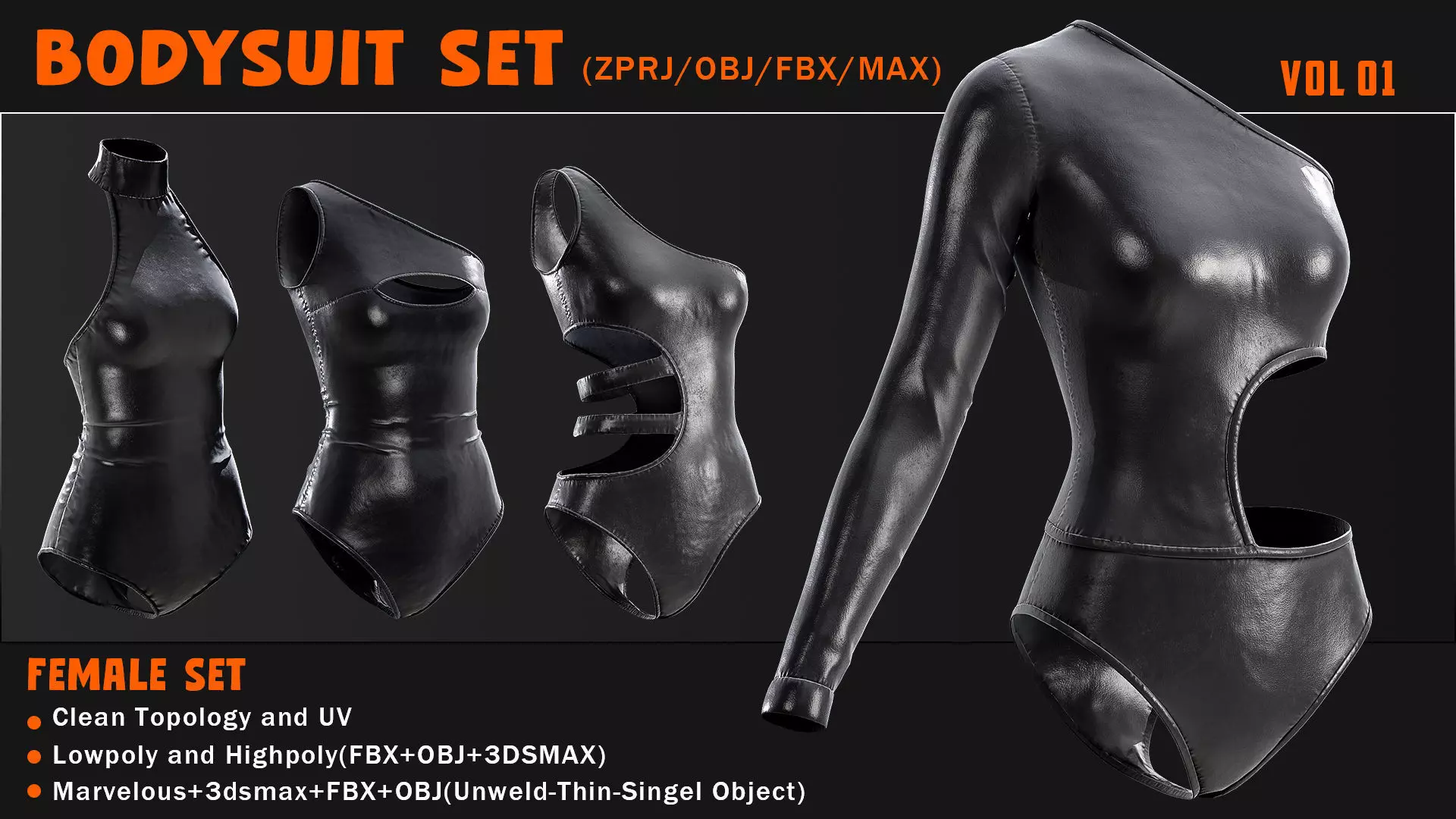 BODYSUIT SET---ZPRJ-OBJ-FBX-MAX Low-poly 3D model_0