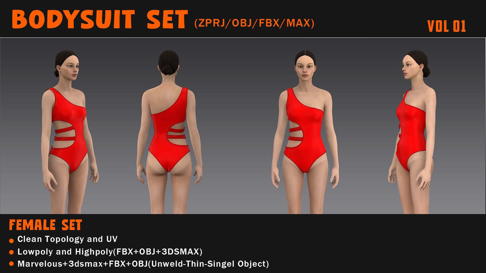 BODYSUIT SET---ZPRJ-OBJ-FBX-MAX Low-poly 3D model_5