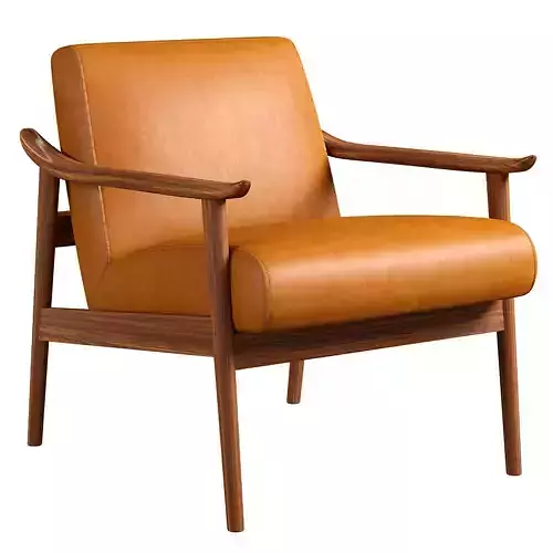 Mid-Century Leather Show Wood Chair