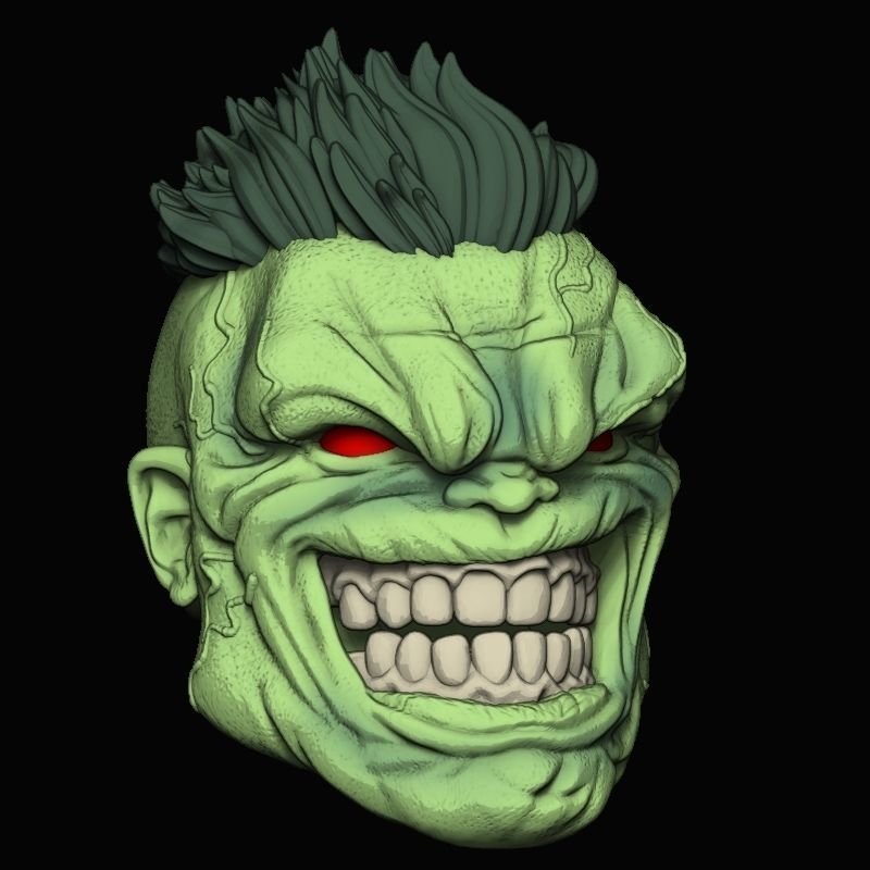 HULK HEAD 1 12 EVIL SMILE 3D print model_2