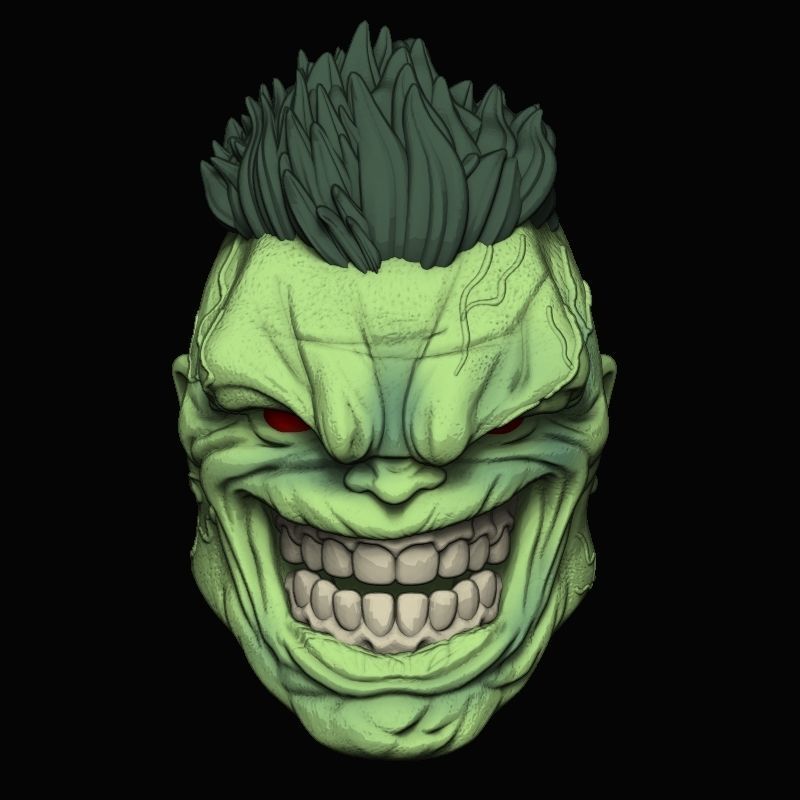 HULK HEAD 1 12 EVIL SMILE 3D print model_1