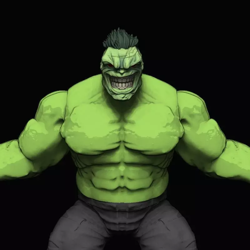 HULK HEAD 1 12 EVIL SMILE 3D print model_0