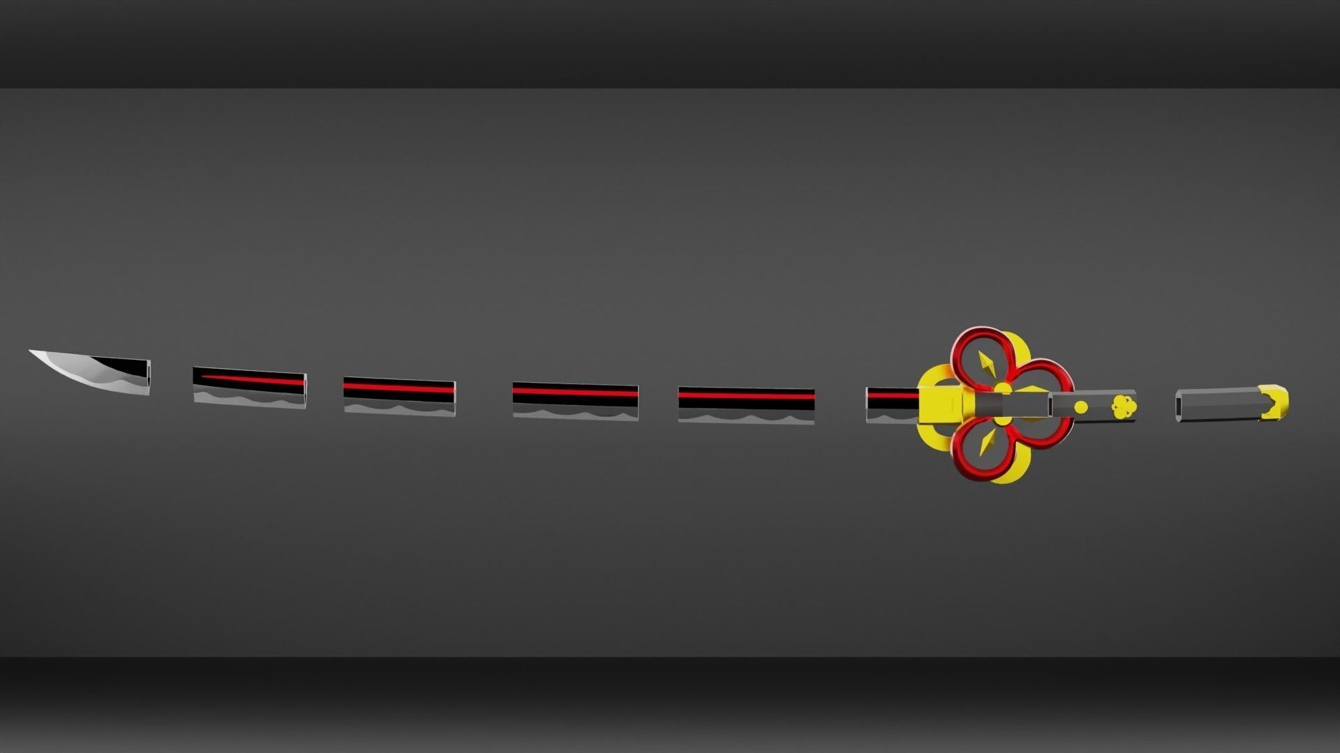 Genshin impact Chiori Sword Uraku Misugiri  sword 3d print model 3D print model_14