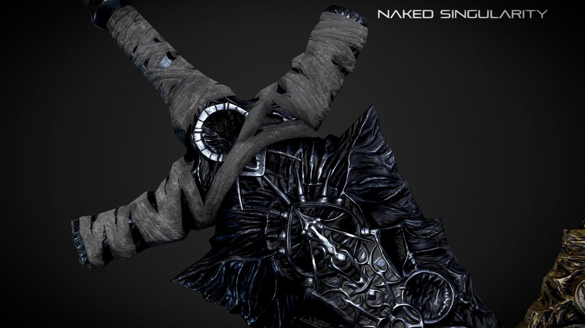 Ancient Black Greatsword Medieval fantasy Low-poly 3D model_4