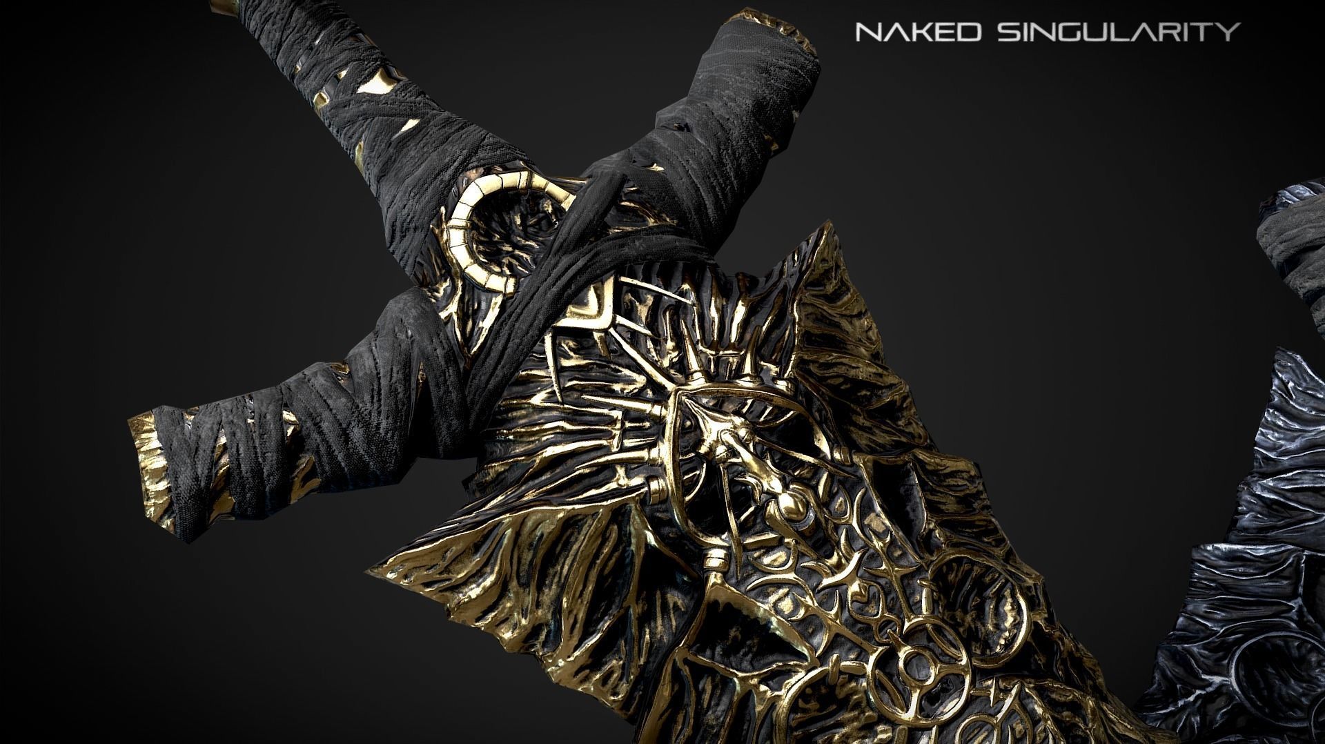 Ancient Black Greatsword Medieval fantasy Low-poly 3D model_3