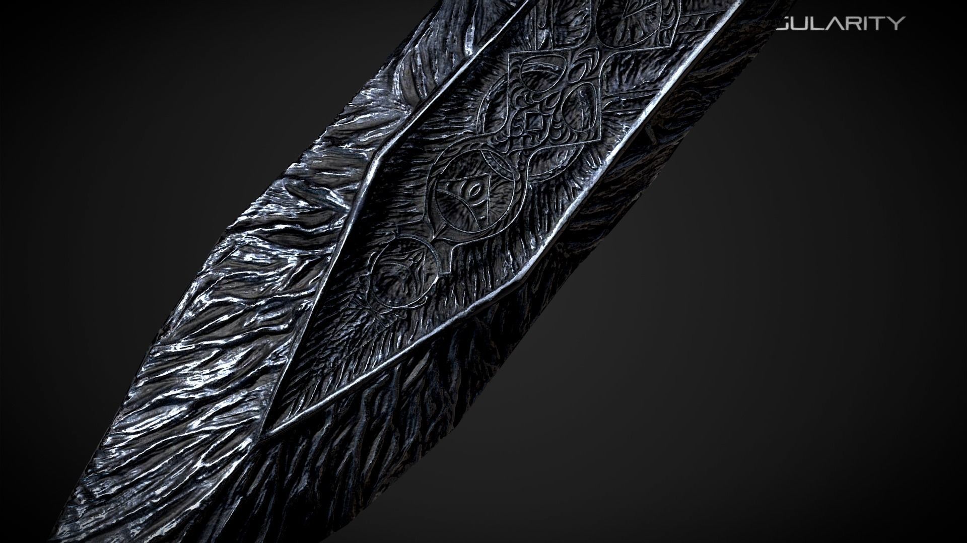 Ancient Black Greatsword Medieval fantasy Low-poly 3D model_7