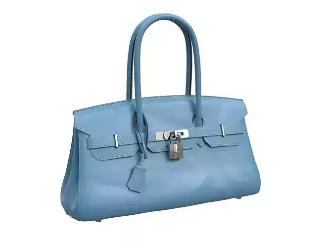 Hermes Birkin Bag 42 Blue Low-poly 3D model