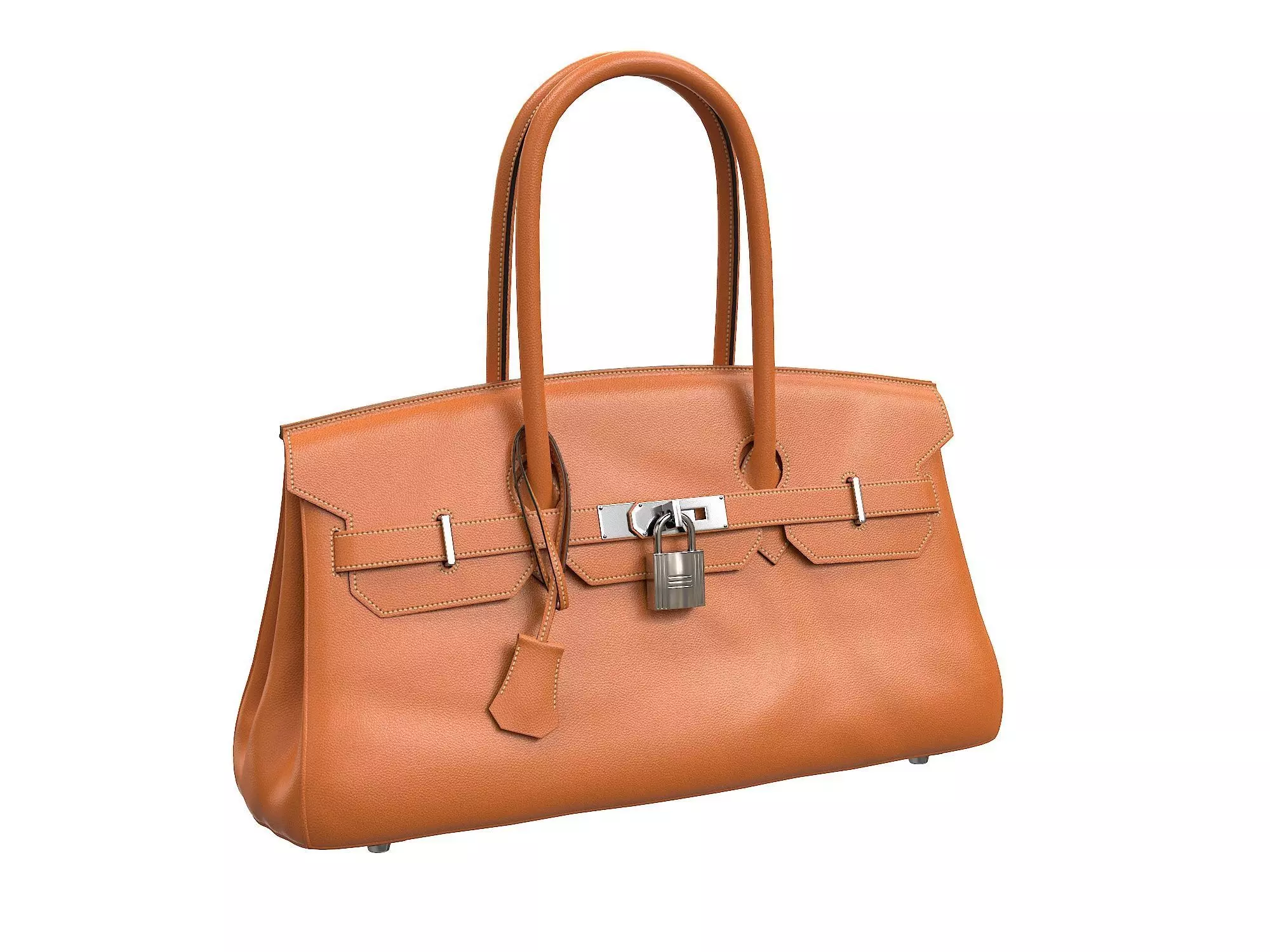 Hermes Birkin Bag 42 Orange Low-poly 3D model_0