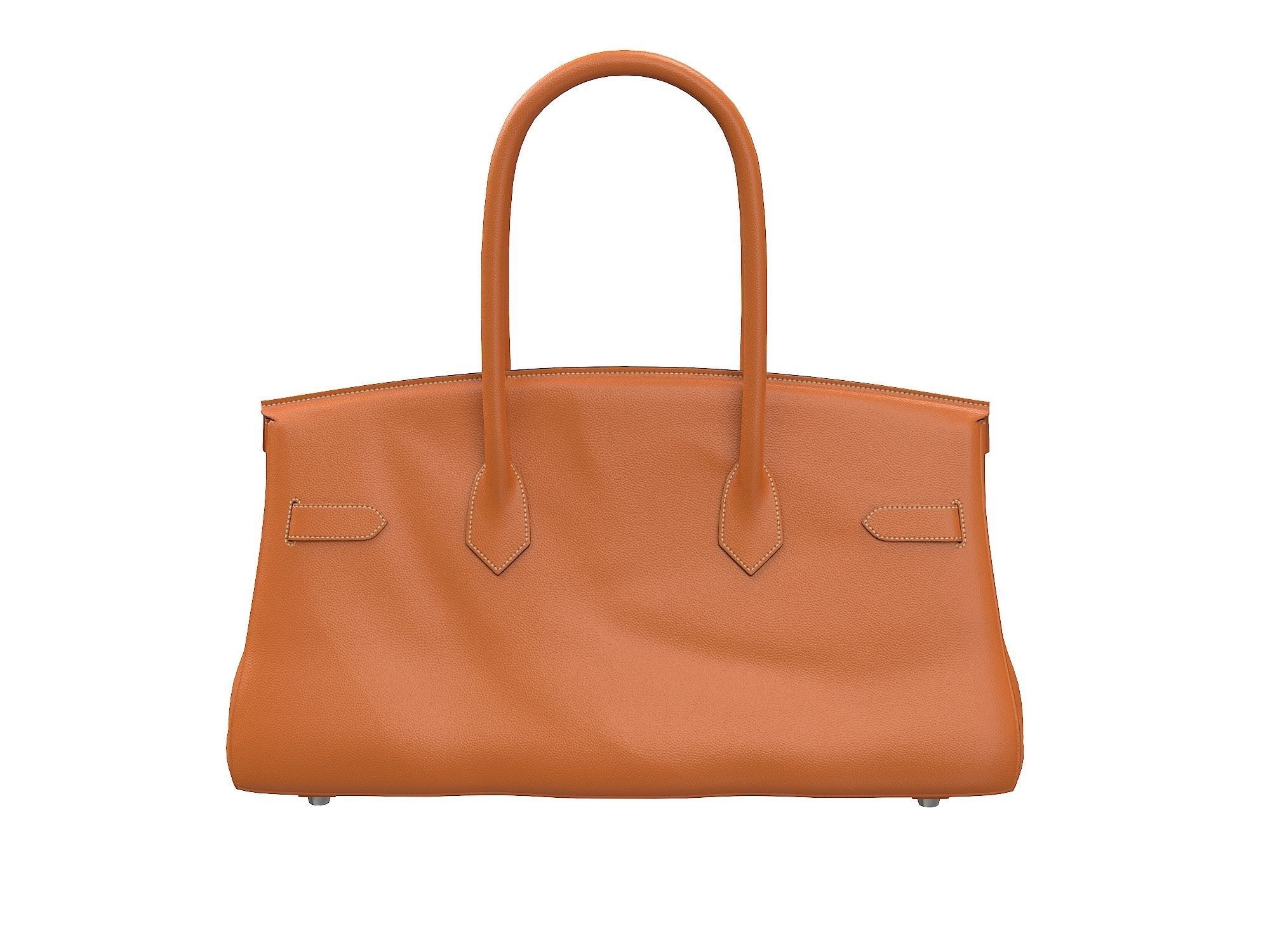 Hermes Birkin Bag 42 Orange Low-poly 3D model_4