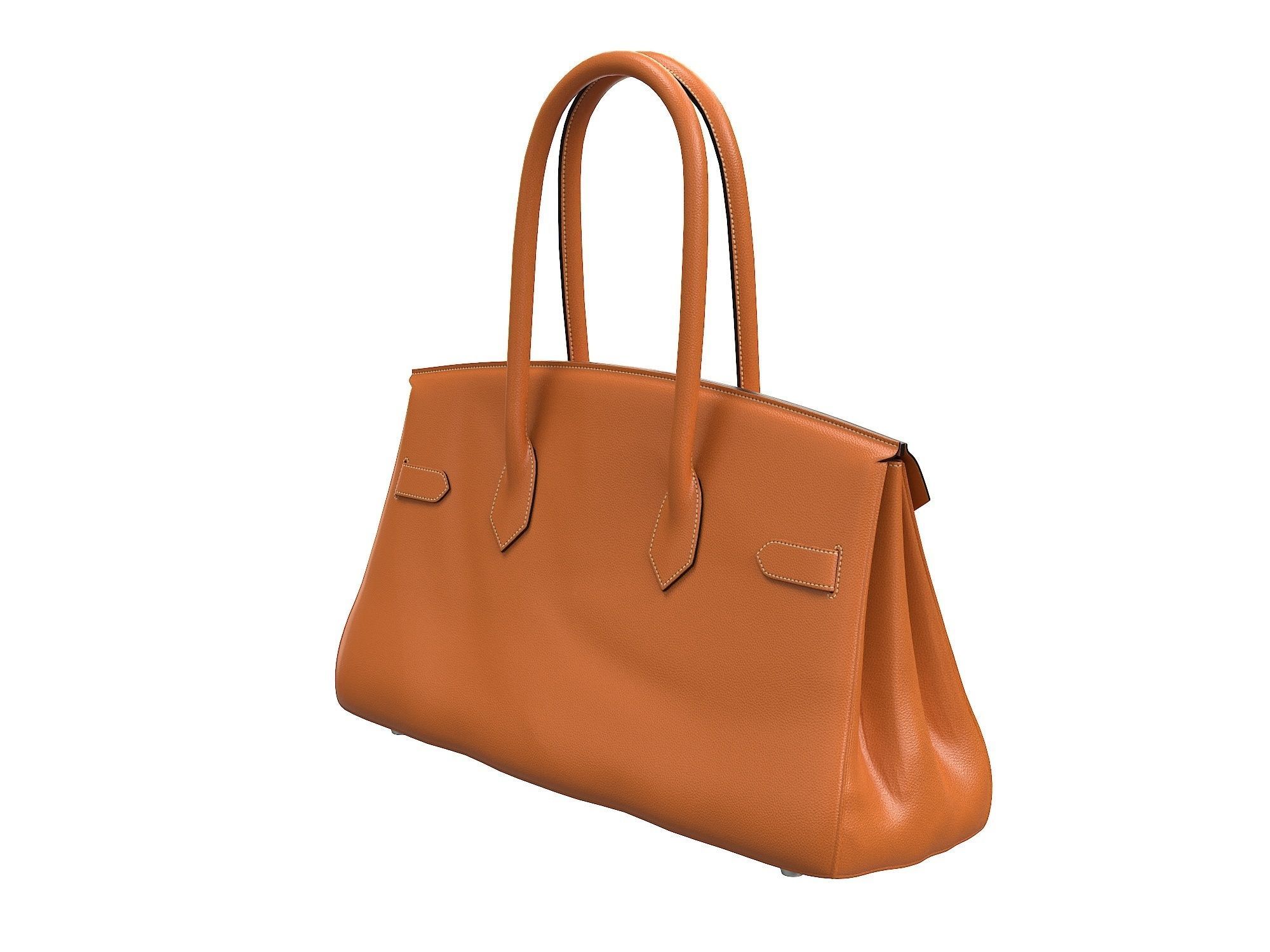Hermes Birkin Bag 42 Orange Low-poly 3D model_3