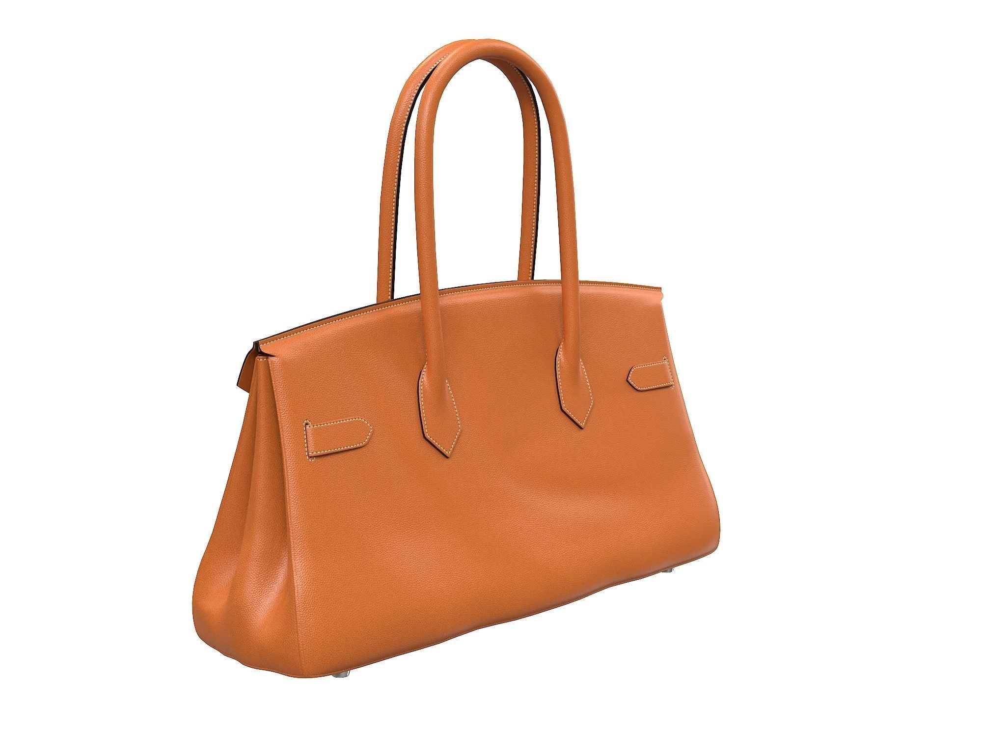 Hermes Birkin Bag 42 Orange Low-poly 3D model_5