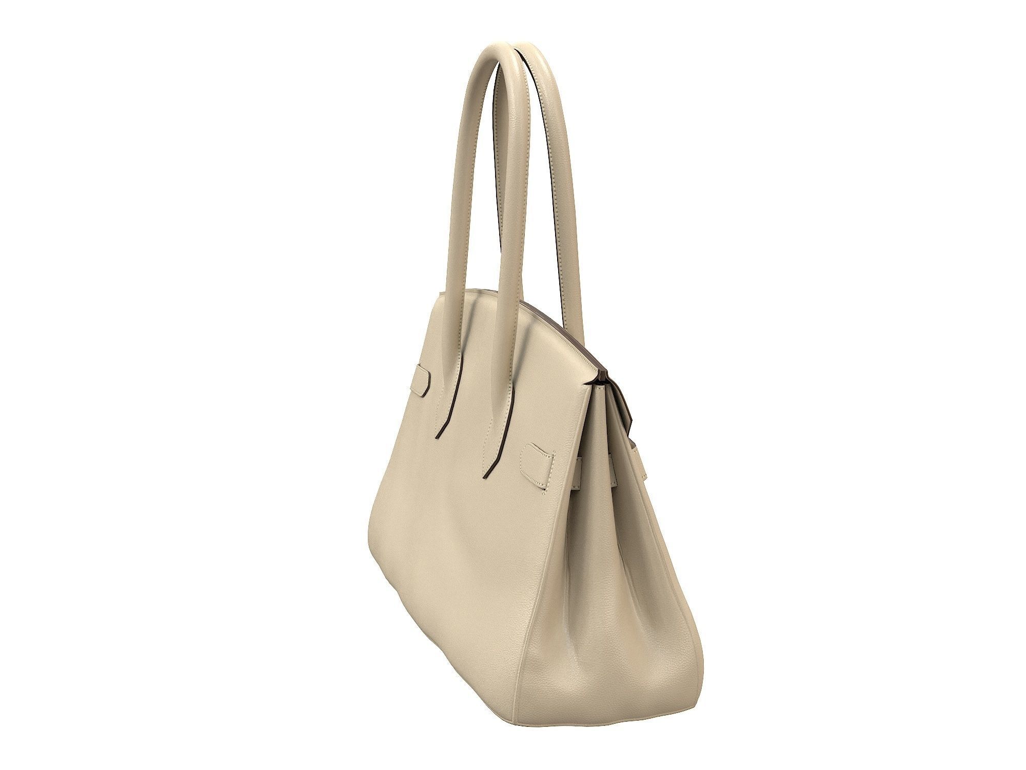 Hermes Birkin Bag 42 Cream Low-poly 3D model_2