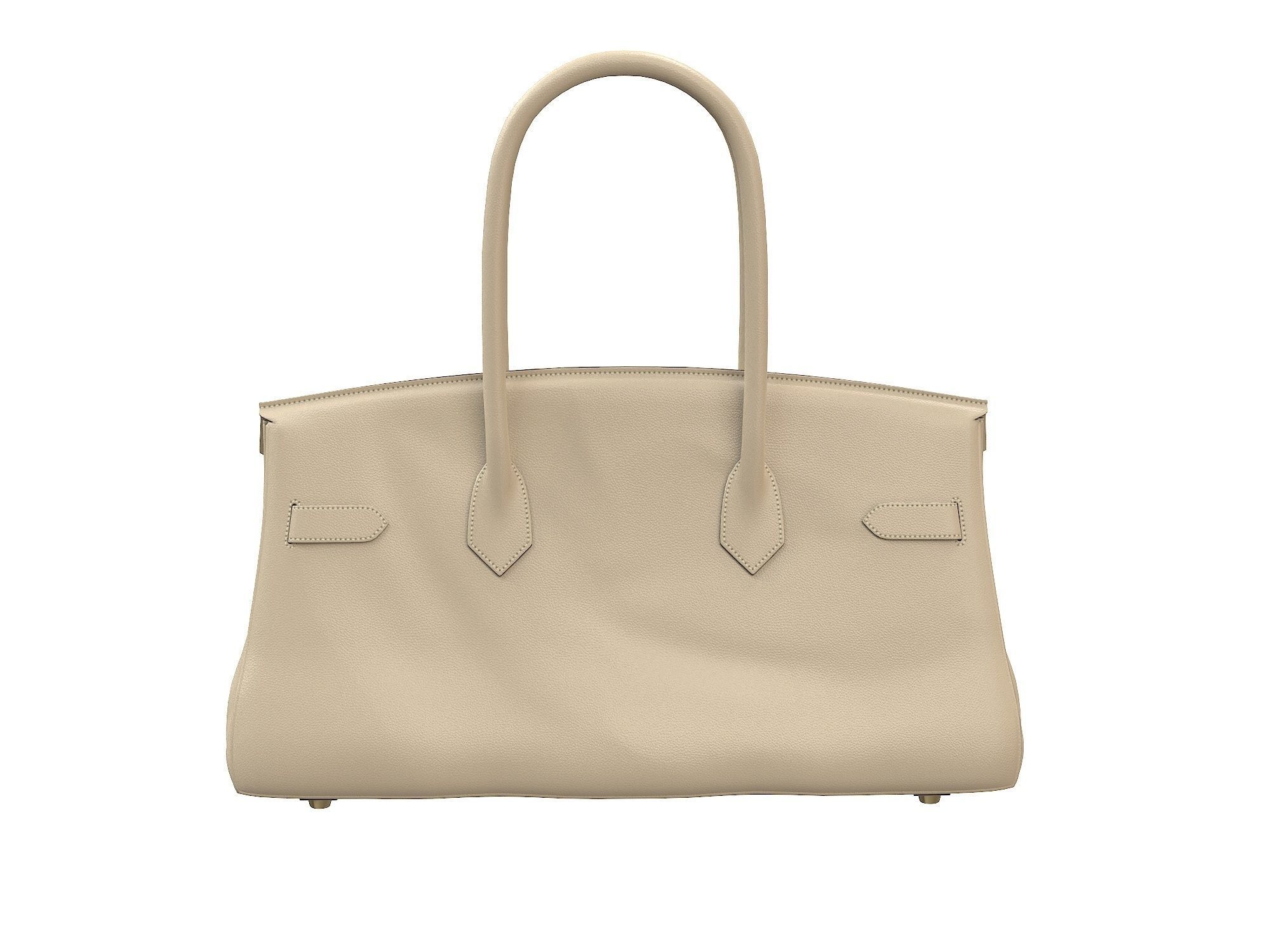 Hermes Birkin Bag 42 Cream Low-poly 3D model_4