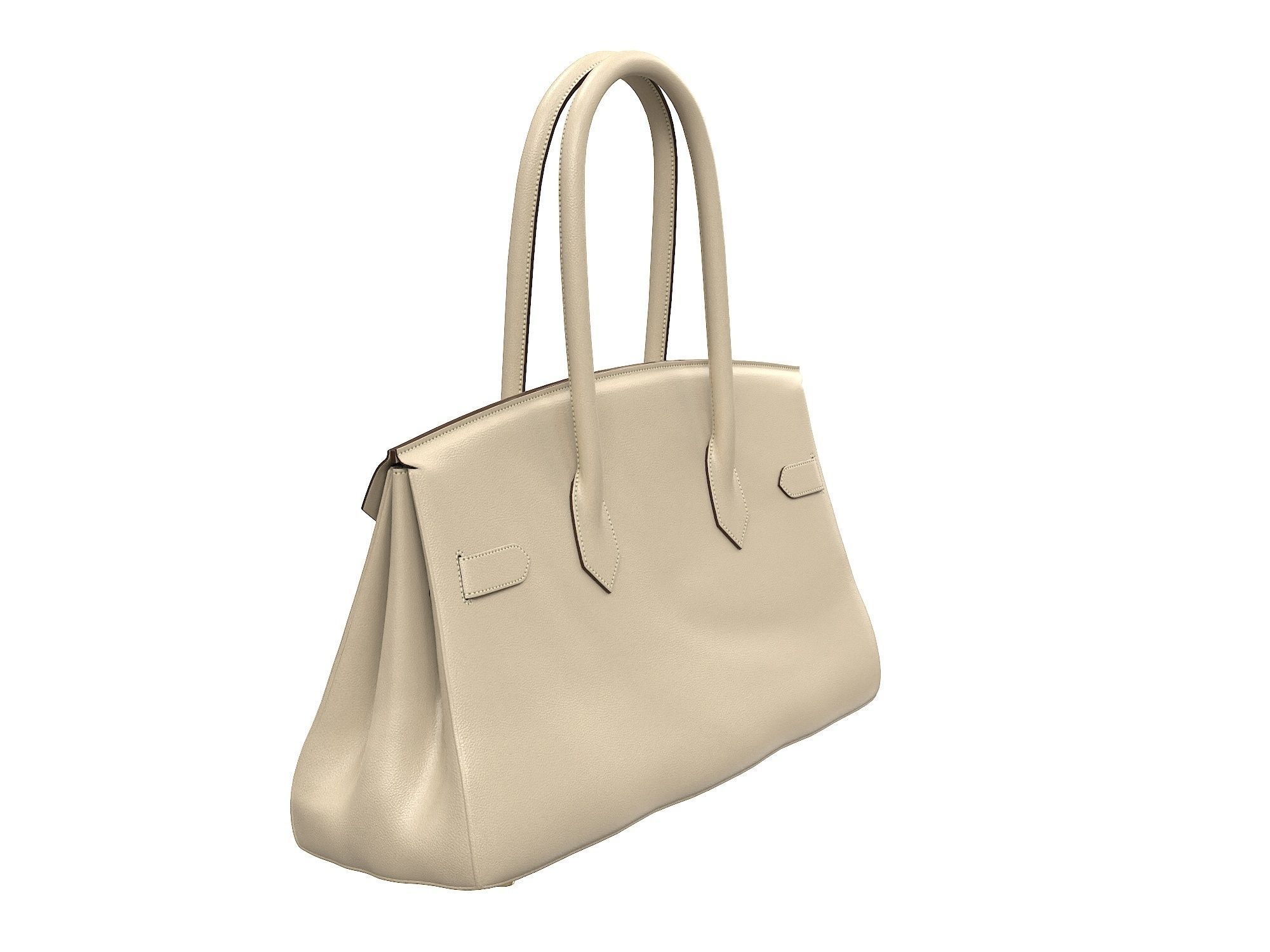 Hermes Birkin Bag 42 Cream Low-poly 3D model_5