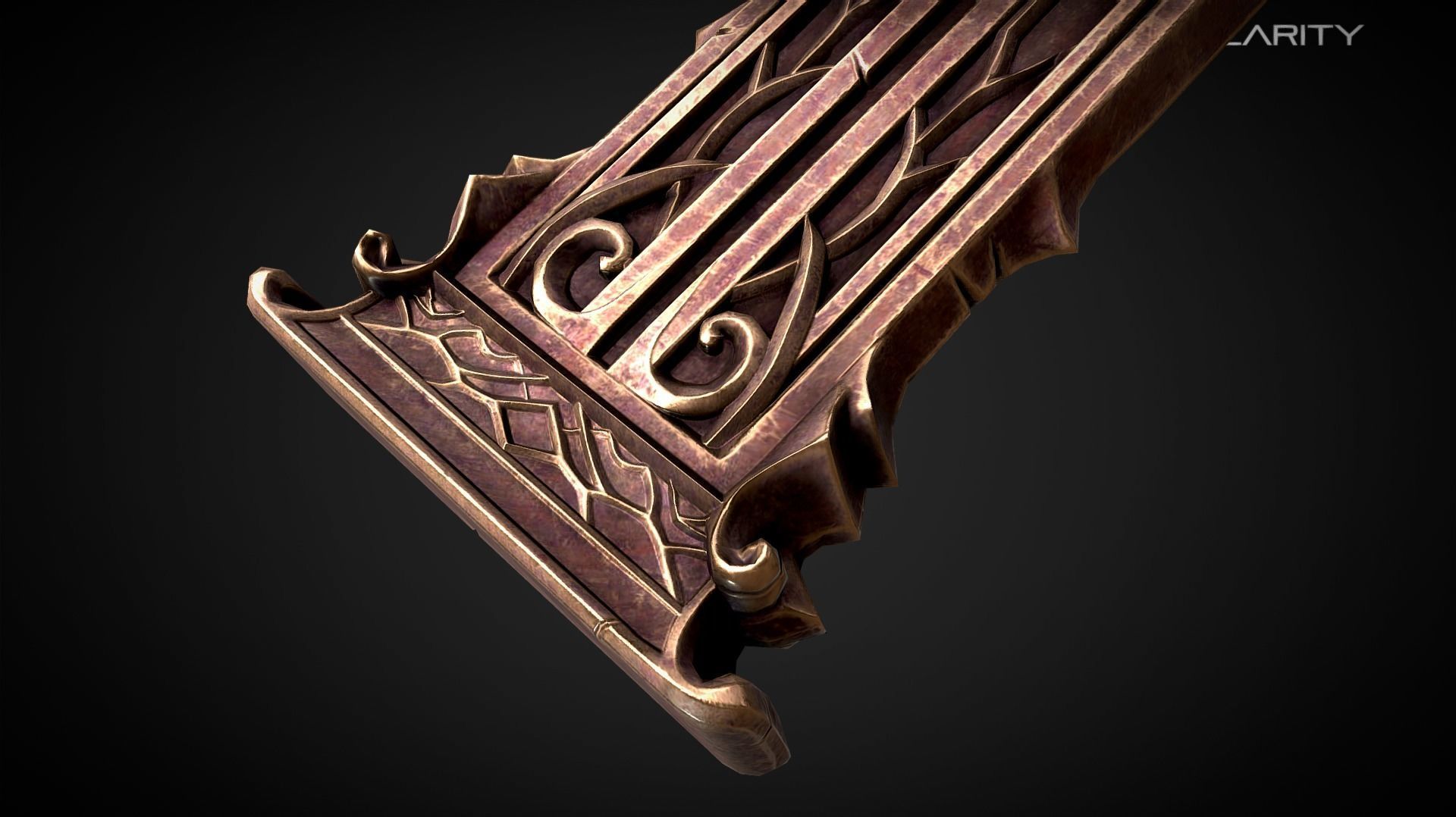 Rusty Bronze Medieval dark fantasy Sword Low-poly 3D model_5