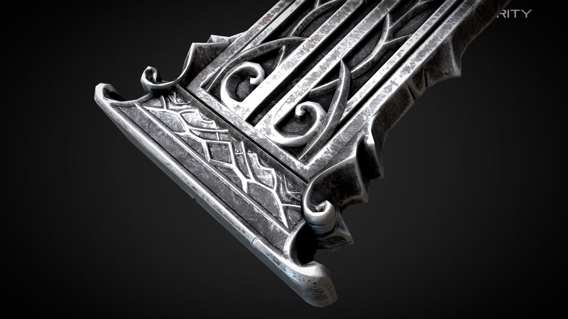 Rusty Bronze Medieval dark fantasy Sword Low-poly 3D model_6