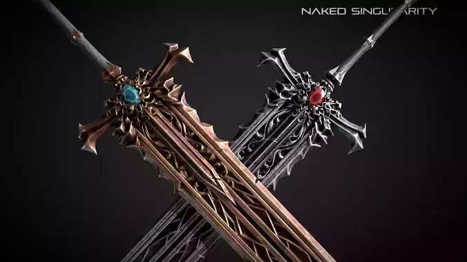 Rusty Bronze Medieval dark fantasy Sword