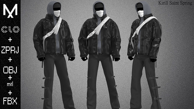  MALE OUTFIT A pose Marvelous designer Clo3d OBJ mtl FBX ZPRJ 3D model