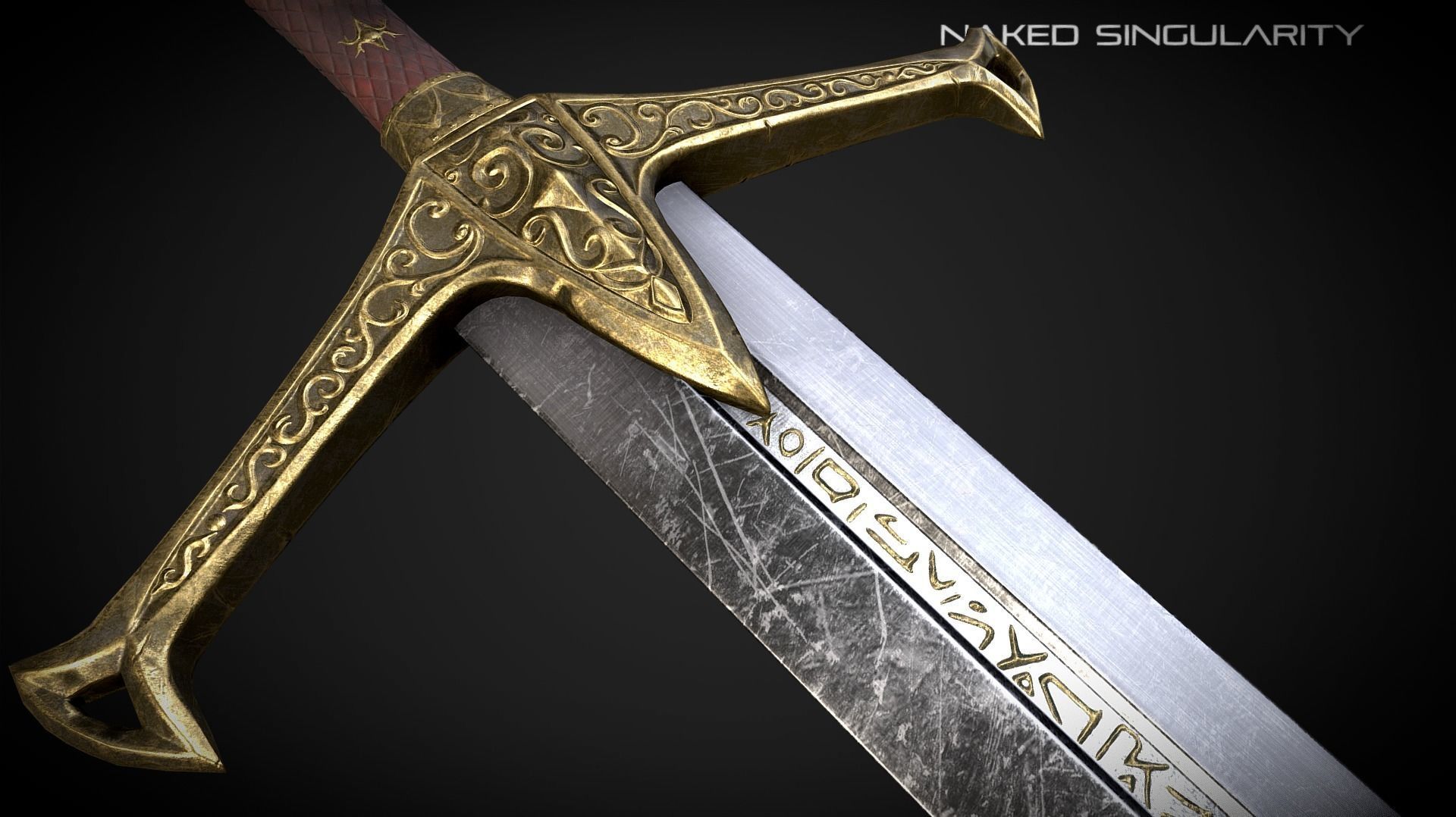 Claymore Medieval dark fantasy Greatsword  Low-poly 3D model_3