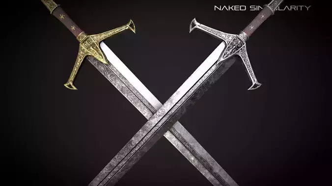 Claymore Medieval dark fantasy Greatsword  Low-poly 3D model