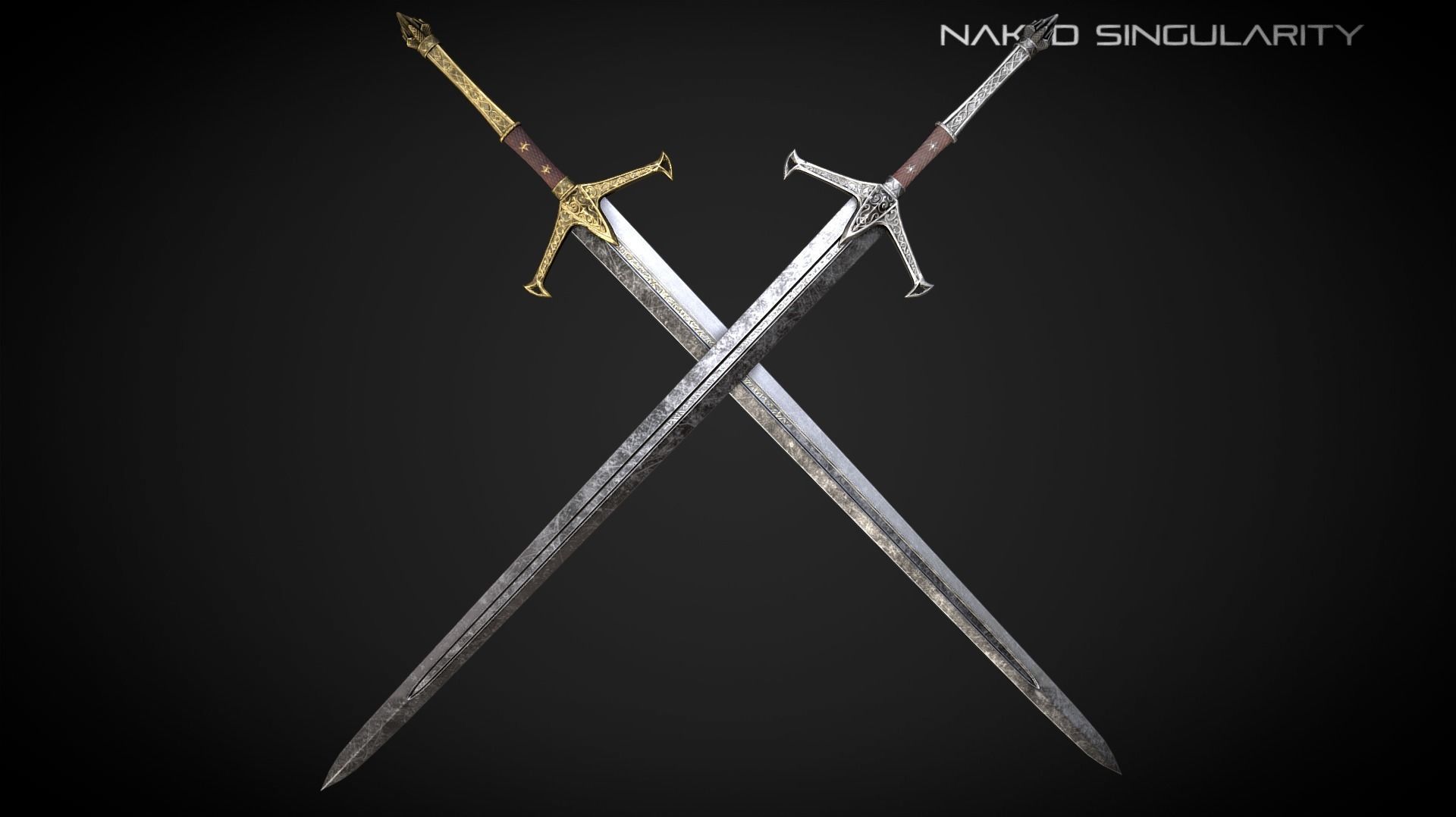 Claymore Medieval dark fantasy Greatsword  Low-poly 3D model_2