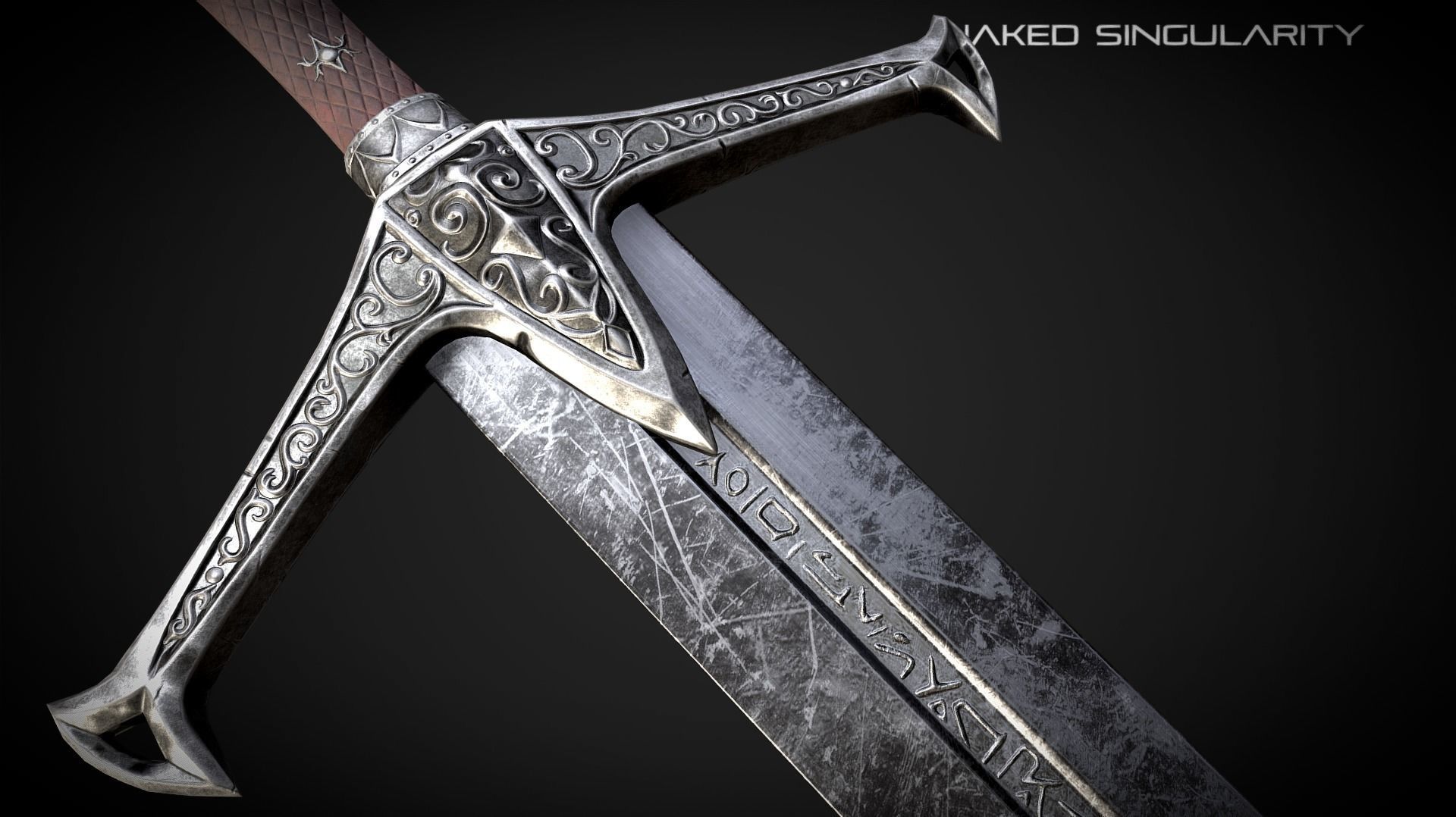 Claymore Medieval dark fantasy Greatsword  Low-poly 3D model_4
