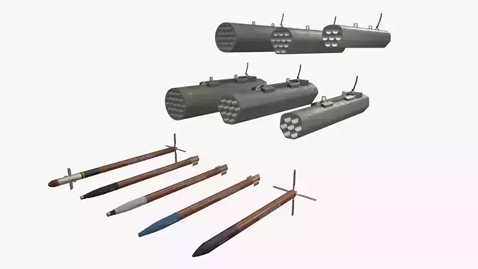 Thales FZ Rocket Launchers With Missiles Pack 3D Model Collection