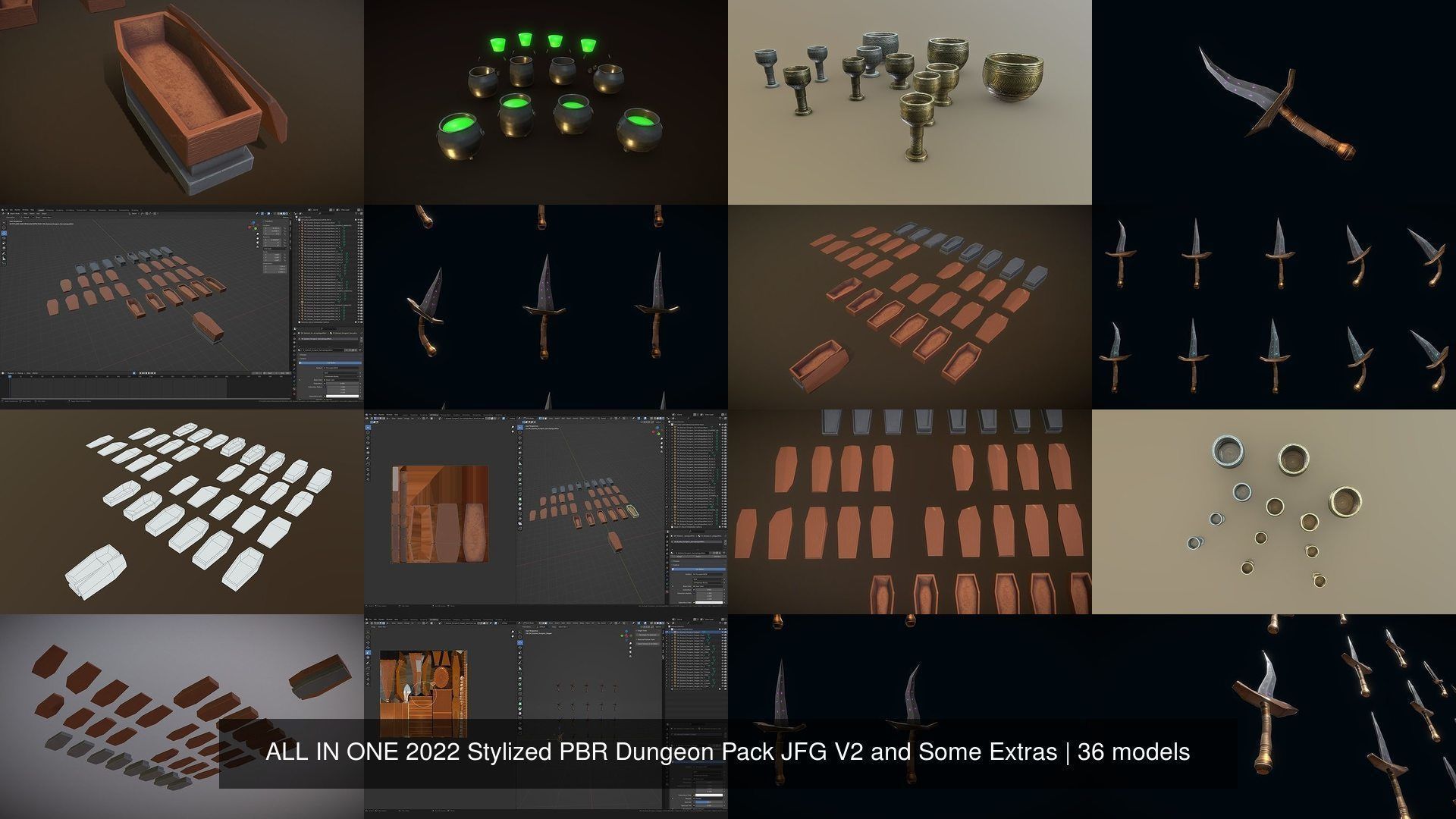 ALL IN ONE 2022 Stylized PBR Dungeon Pack JFG V2 and Some Extras 3D Model Collection_10