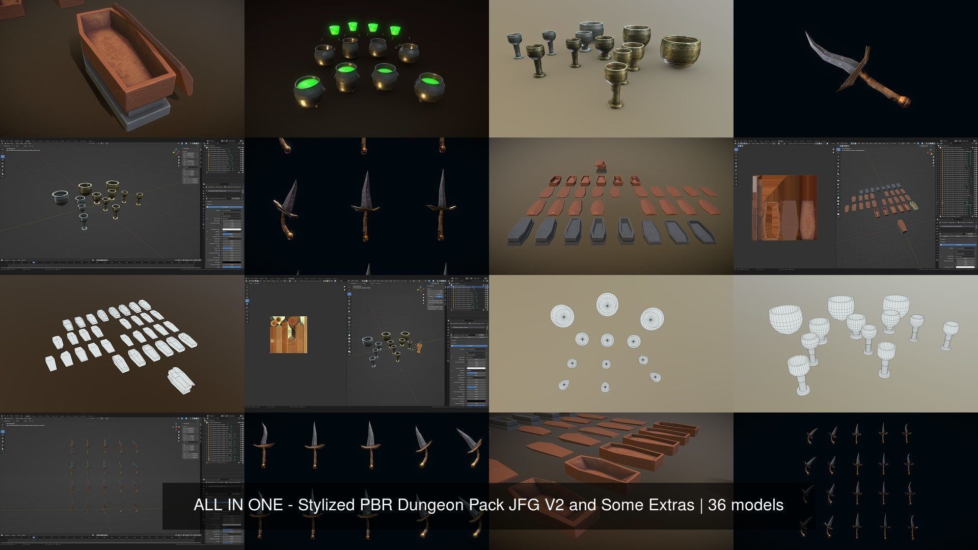 ALL IN ONE 2022 Stylized PBR Dungeon Pack JFG V2 and Some Extras 3D Model Collection_27