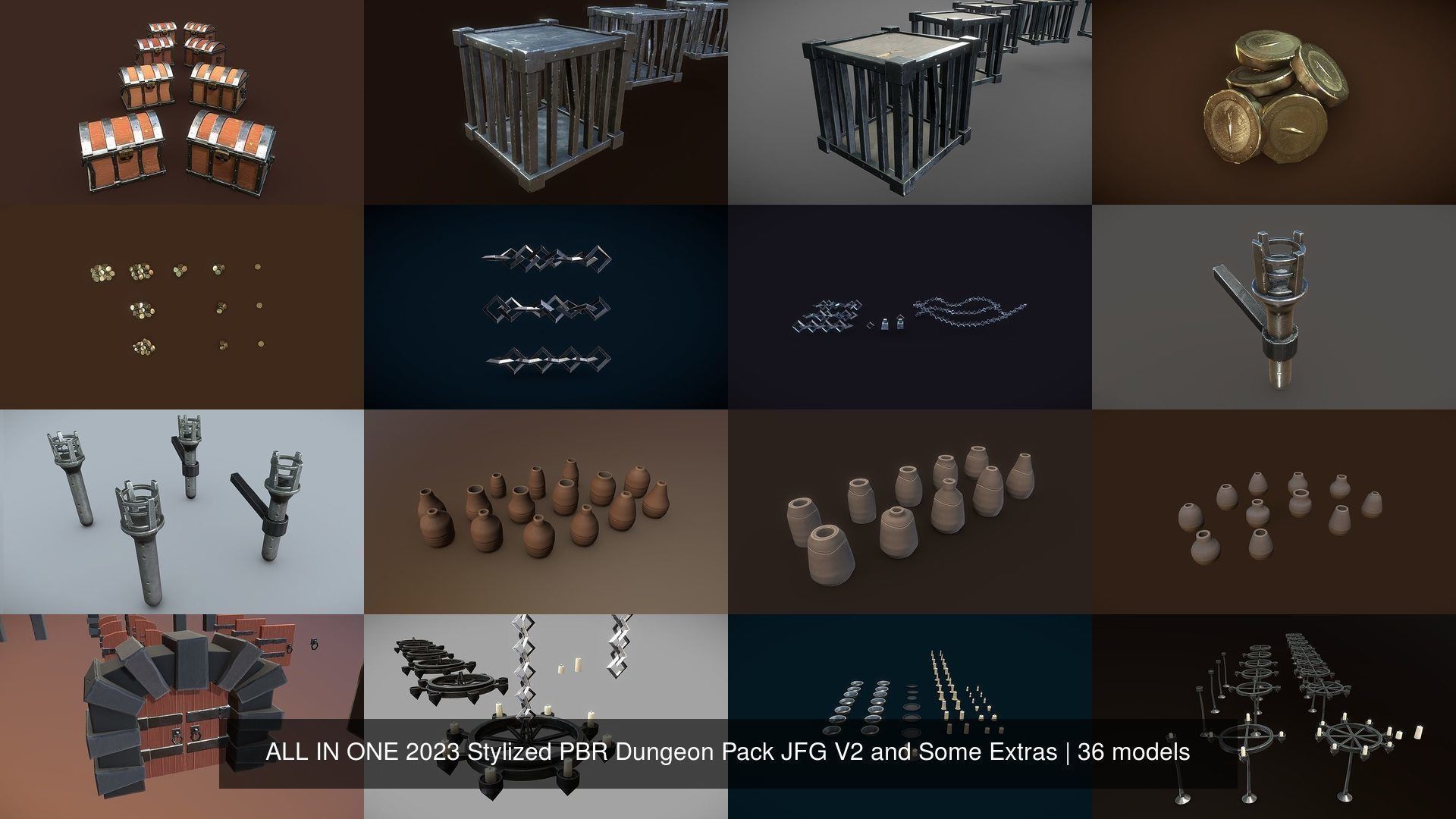ALL IN ONE 2022 Stylized PBR Dungeon Pack JFG V2 and Some Extras 3D Model Collection_18