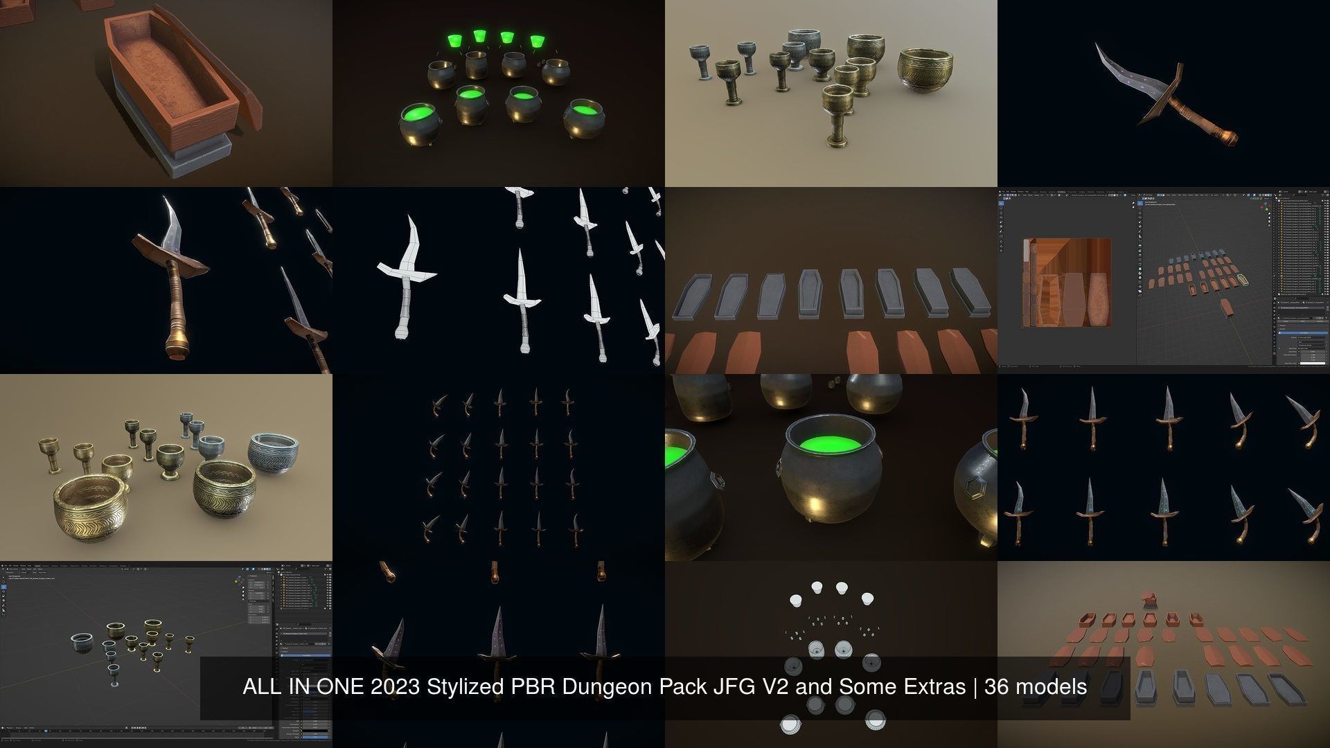 ALL IN ONE 2022 Stylized PBR Dungeon Pack JFG V2 and Some Extras 3D Model Collection_20