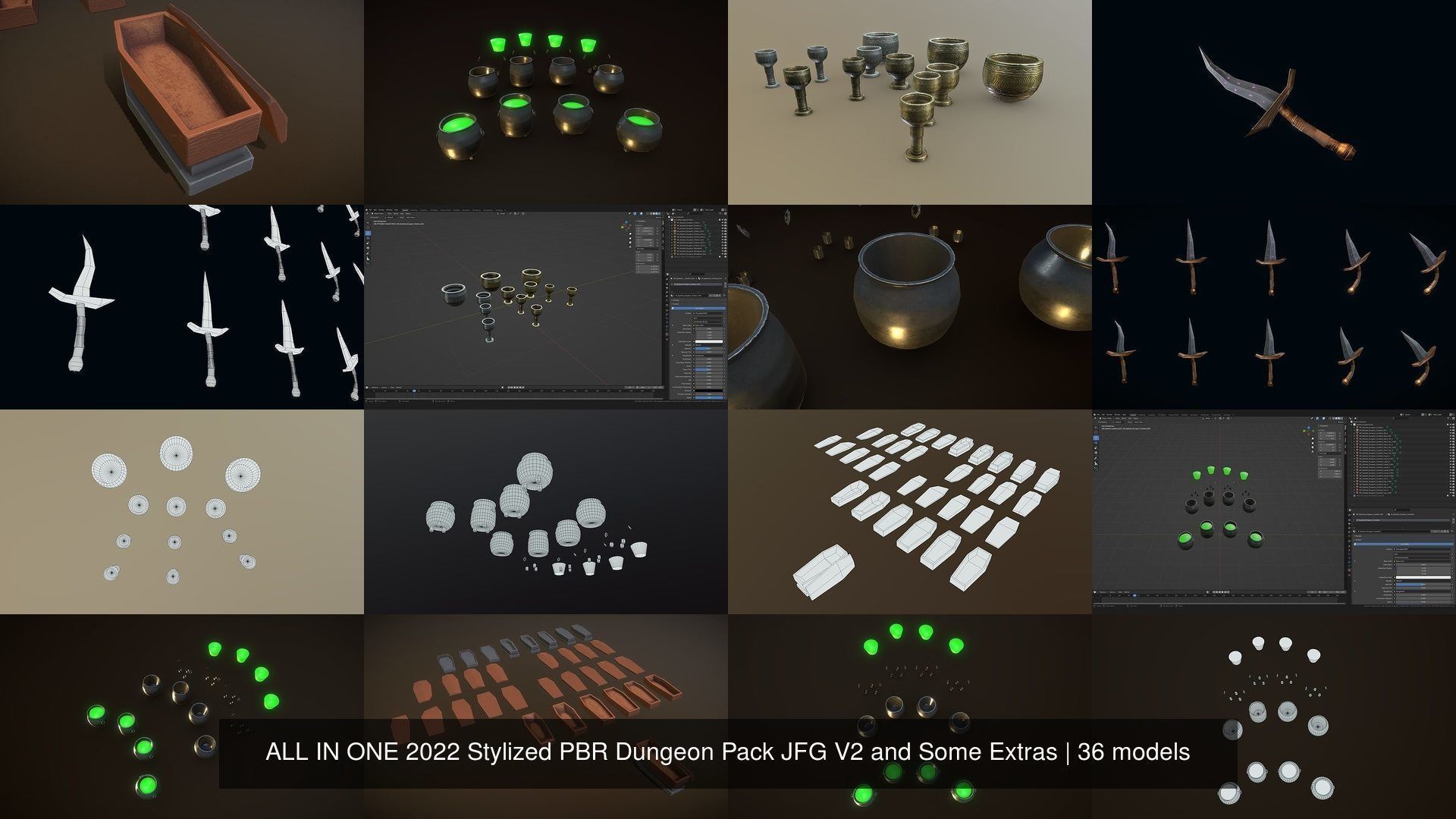 ALL IN ONE 2022 Stylized PBR Dungeon Pack JFG V2 and Some Extras 3D Model Collection_13