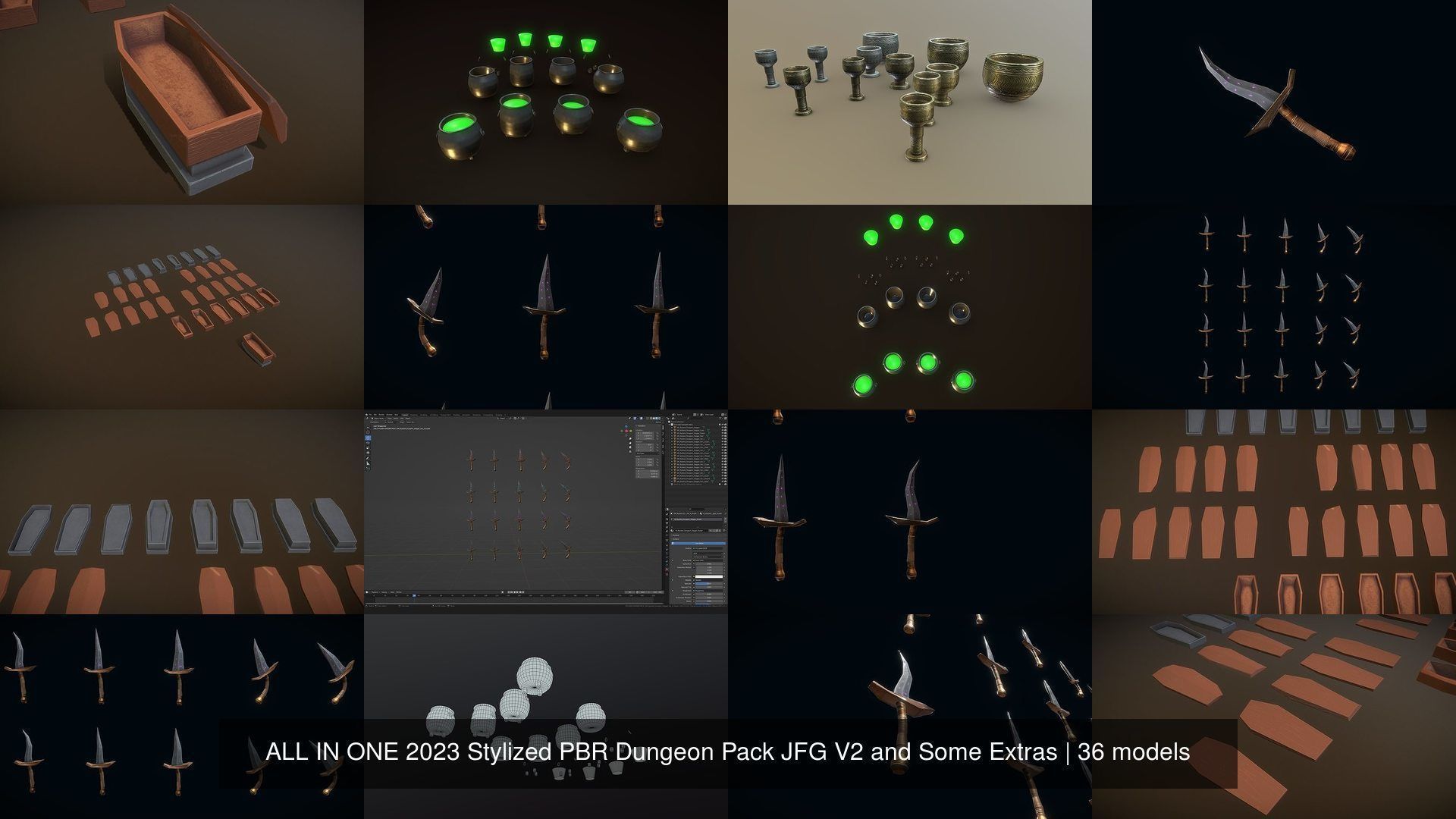 ALL IN ONE 2022 Stylized PBR Dungeon Pack JFG V2 and Some Extras 3D Model Collection_19