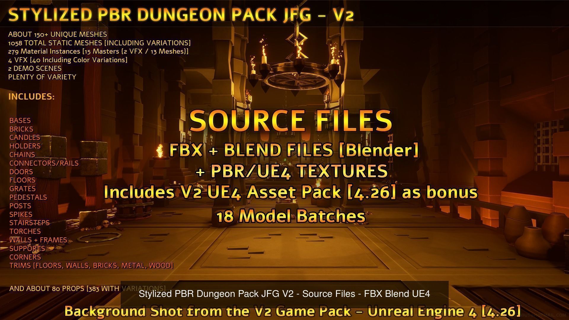 ALL IN ONE 2022 Stylized PBR Dungeon Pack JFG V2 and Some Extras 3D Model Collection_23